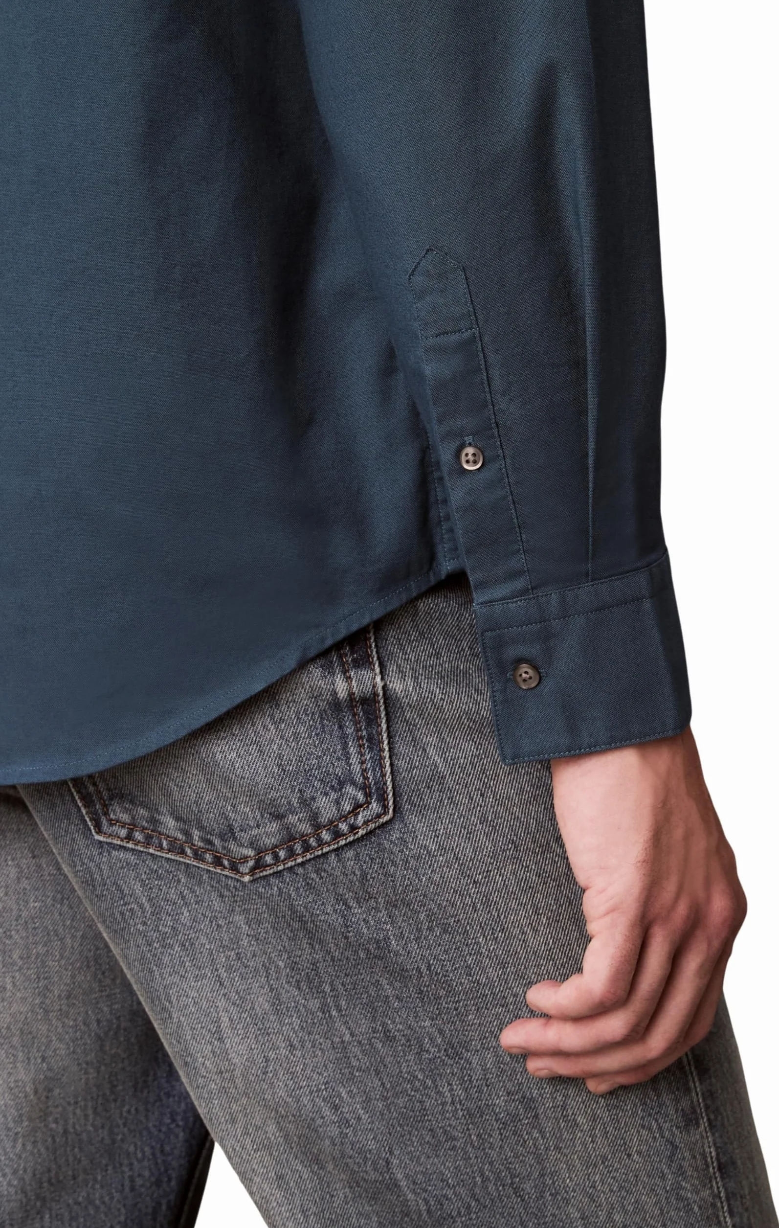 Calvin Klein Męska klasyczna koszula LS Solid Oxford LV140EM125 Inne koszule, niebieski (granatowy), L, Niebieski (granatowy morski), L