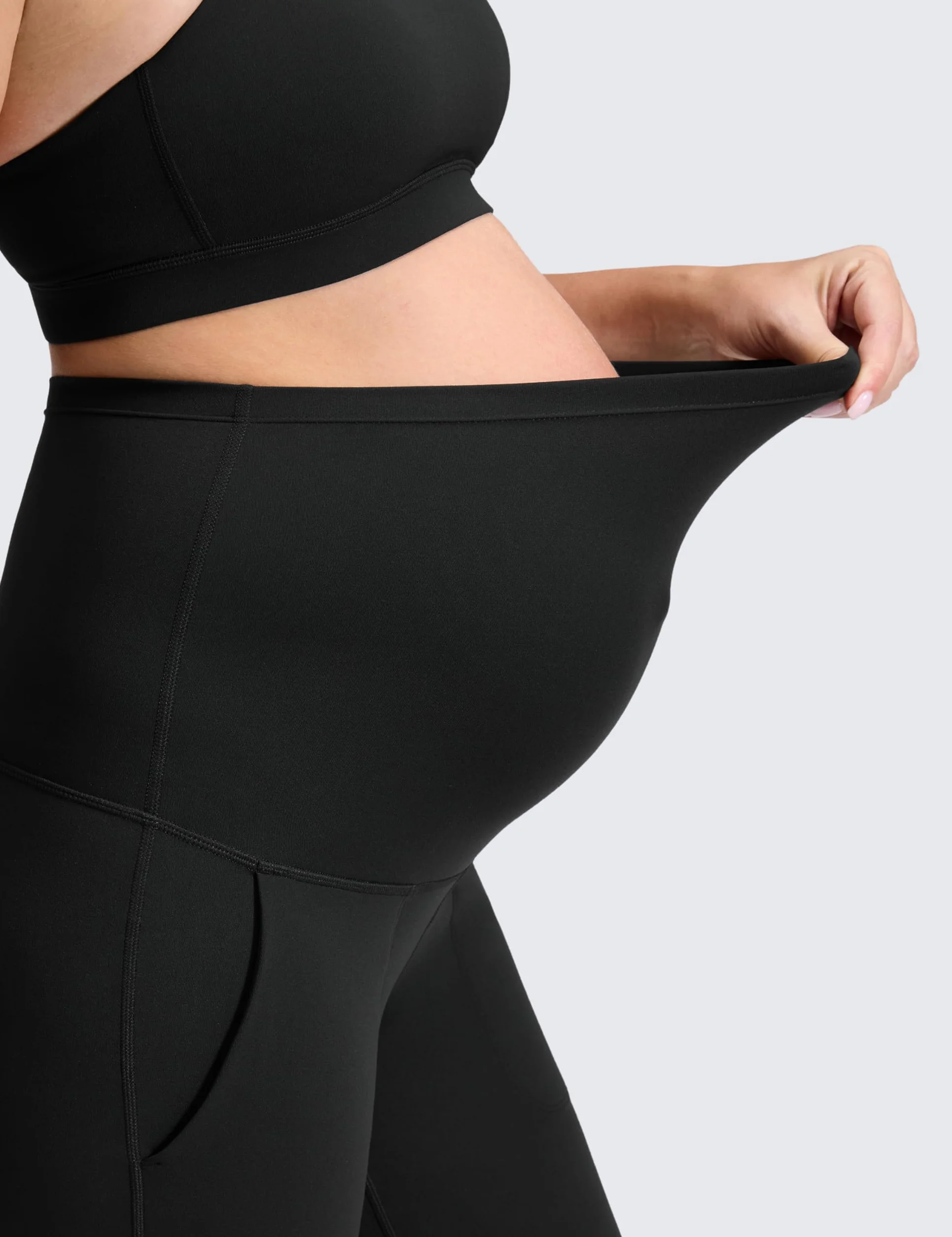 CRZ YOGA Kobiety Butterluxe ciążowe szerokie spodnie z kieszeniami 31,5" - ponad trening brzucha Yoga Lounge Ciąża