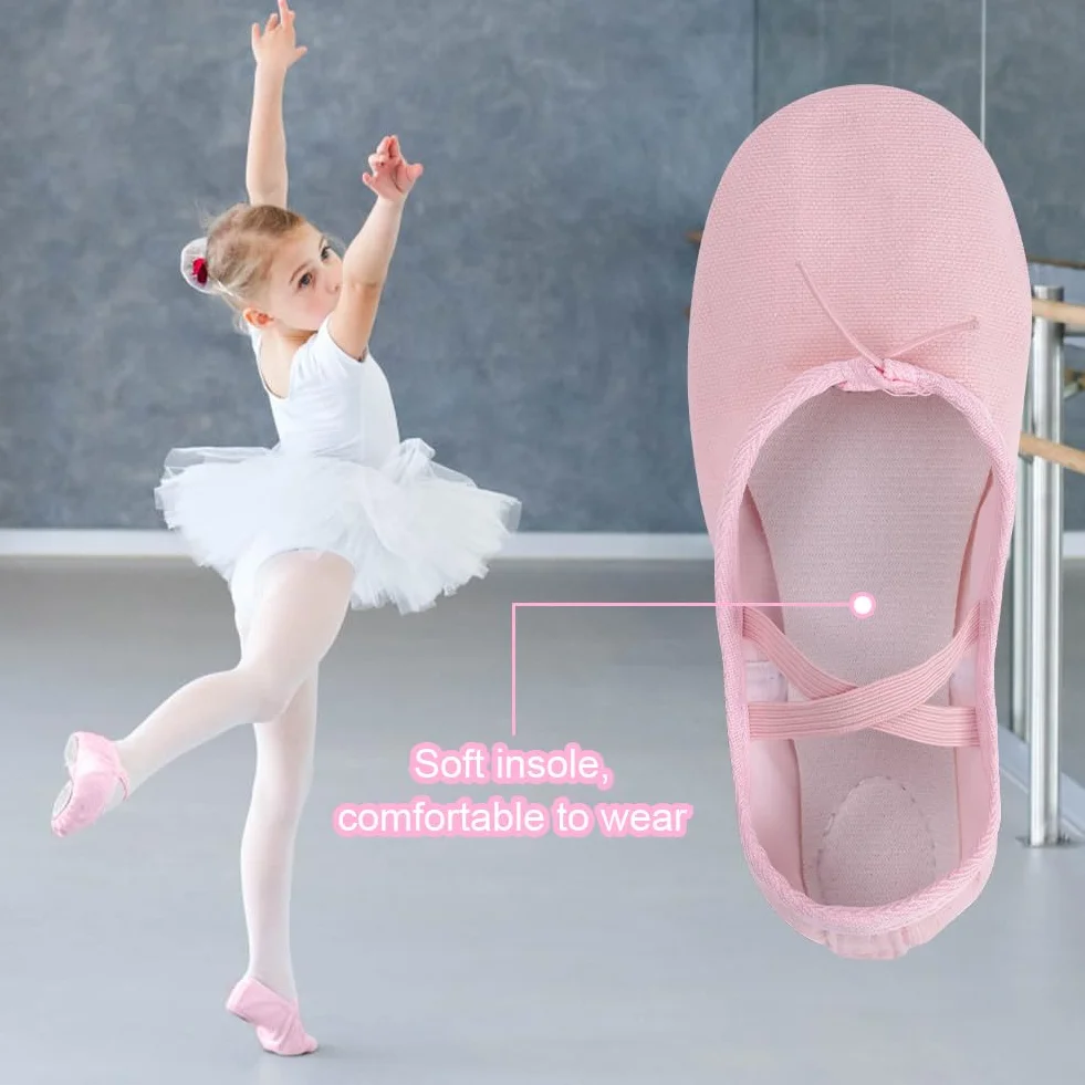 flintronic Klasyczne buty do tańca płótno, klasyczne buty do tańca, antypoślizgowe buty baleriny, buty do tańca, jednolita podeszwa, gimnastyka taniec kapcie dla dziewczynki kobiety