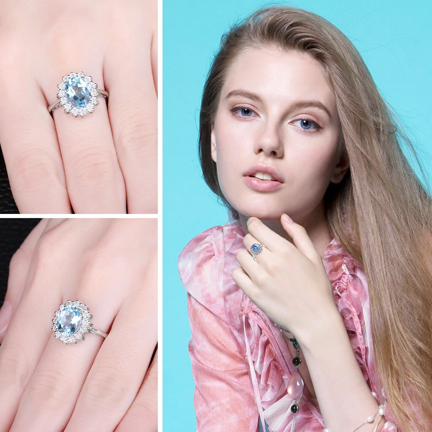 JewelryPalace Księżniczka Diana Szmaragd Szafir Topaz Ametyst Cytryn Granat Perydot Rubin Pierścionki, Pierścionek zaręczynowy Srebro 925 Biżuteria damska Rosegold Gold