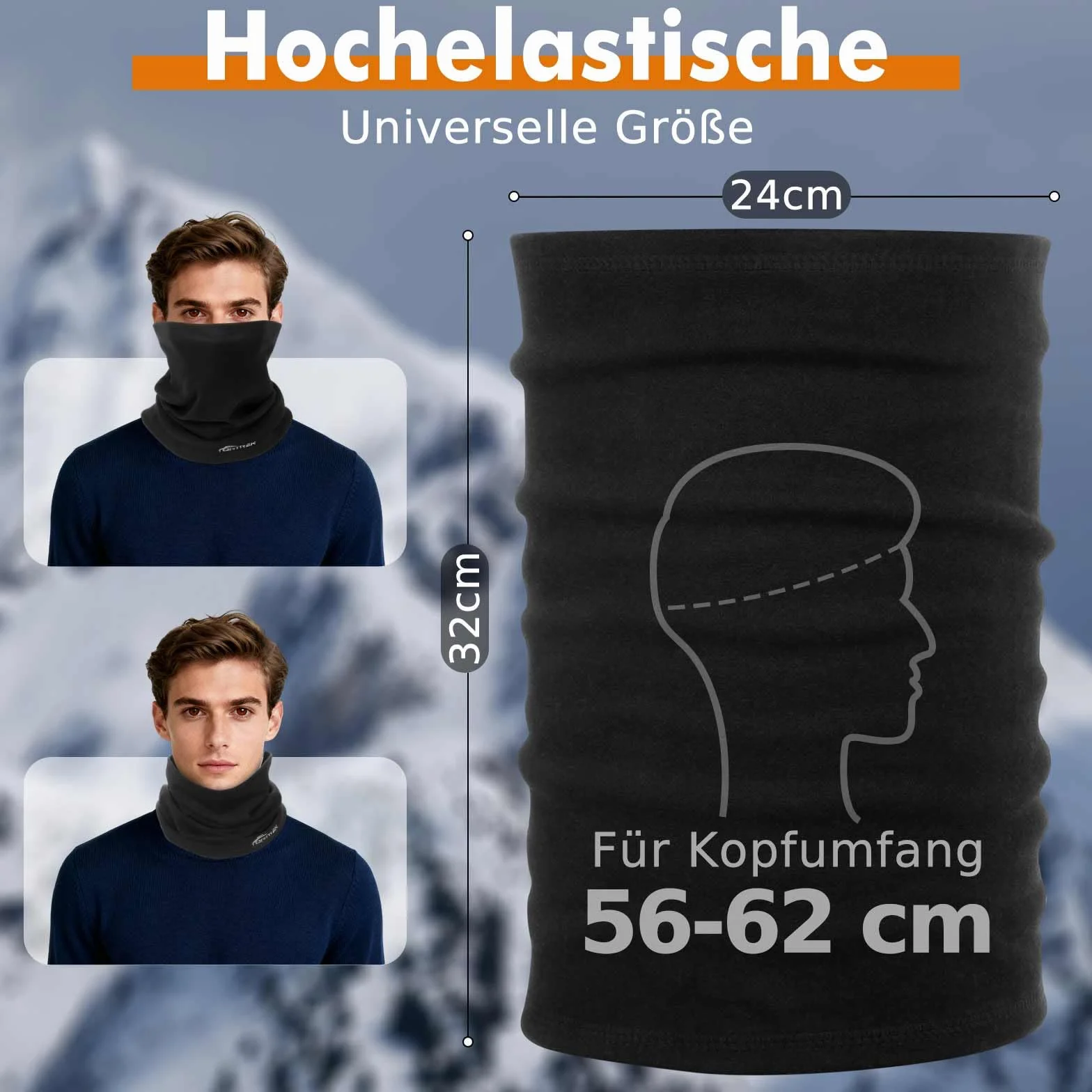 toptrek Szal kominowy męski i damski, zimowy, wiatroszczelny, ciepły, bardzo elastyczny, oddychający, ocieplacz na szyję, chusta wielofunkcyjna do aktywności na świeżym powietrzu, biegania, jazdy na