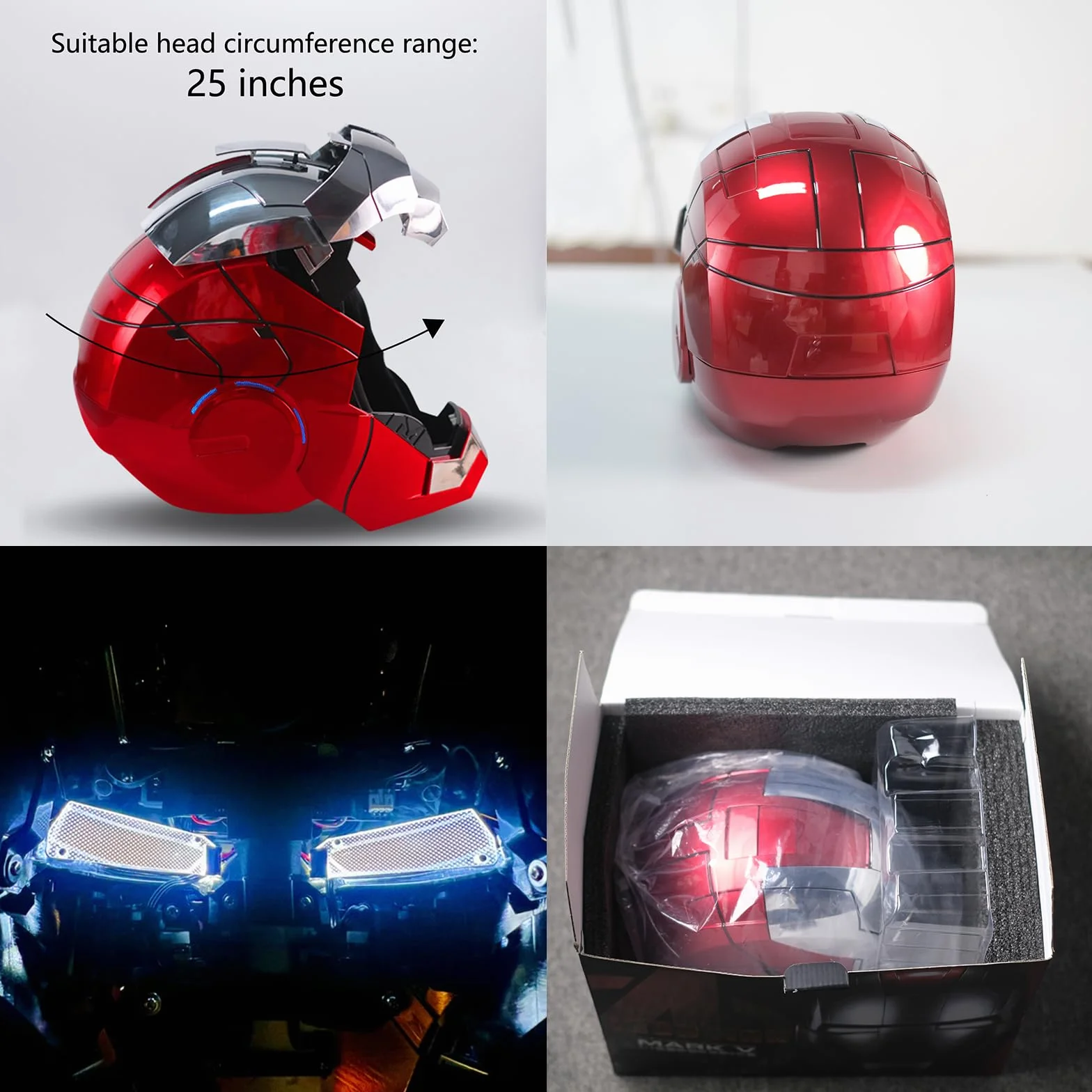 Iron-Man kask elektroniczny MarK 5 sterowanie głosem / wykrywanie otwierania/zamykania walizka pancerz z dźwiękami i diodami LED podświetlany do noszenia super bohater film 1:1 model rekwizyt