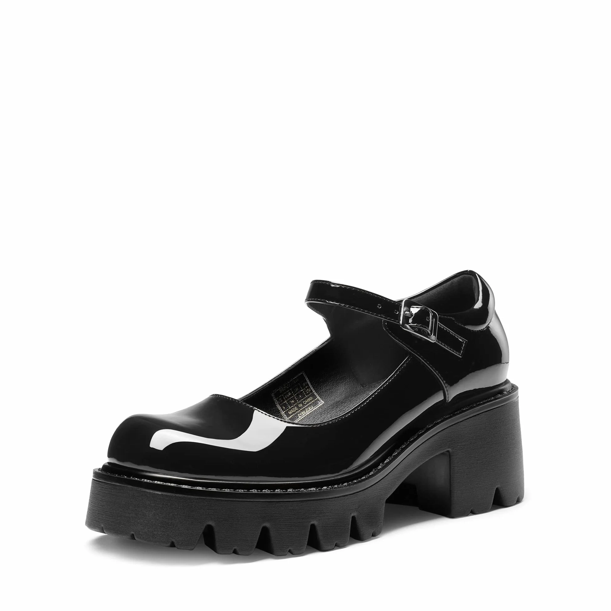 DREAM PAIRS Damskie grube buty na platformie Mary Janes klamra pasek okrągły nosek płaskie płytkie usta japońskie słodkie buty księżniczki SDPU2346W-NEW-E