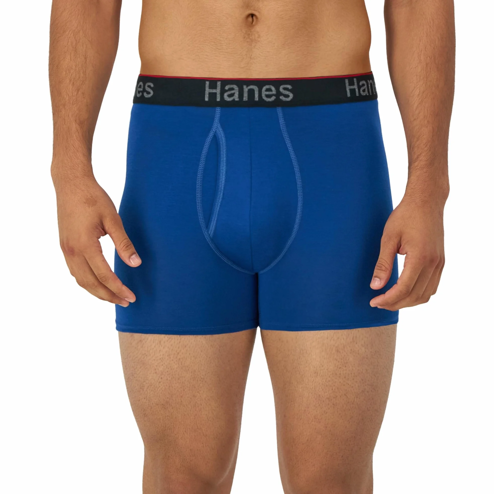 Hanes Moisture-Wicking Anti-Chafing Men's Boxer Briefs, 3-Pack - Black/Blue/Olive, Medium