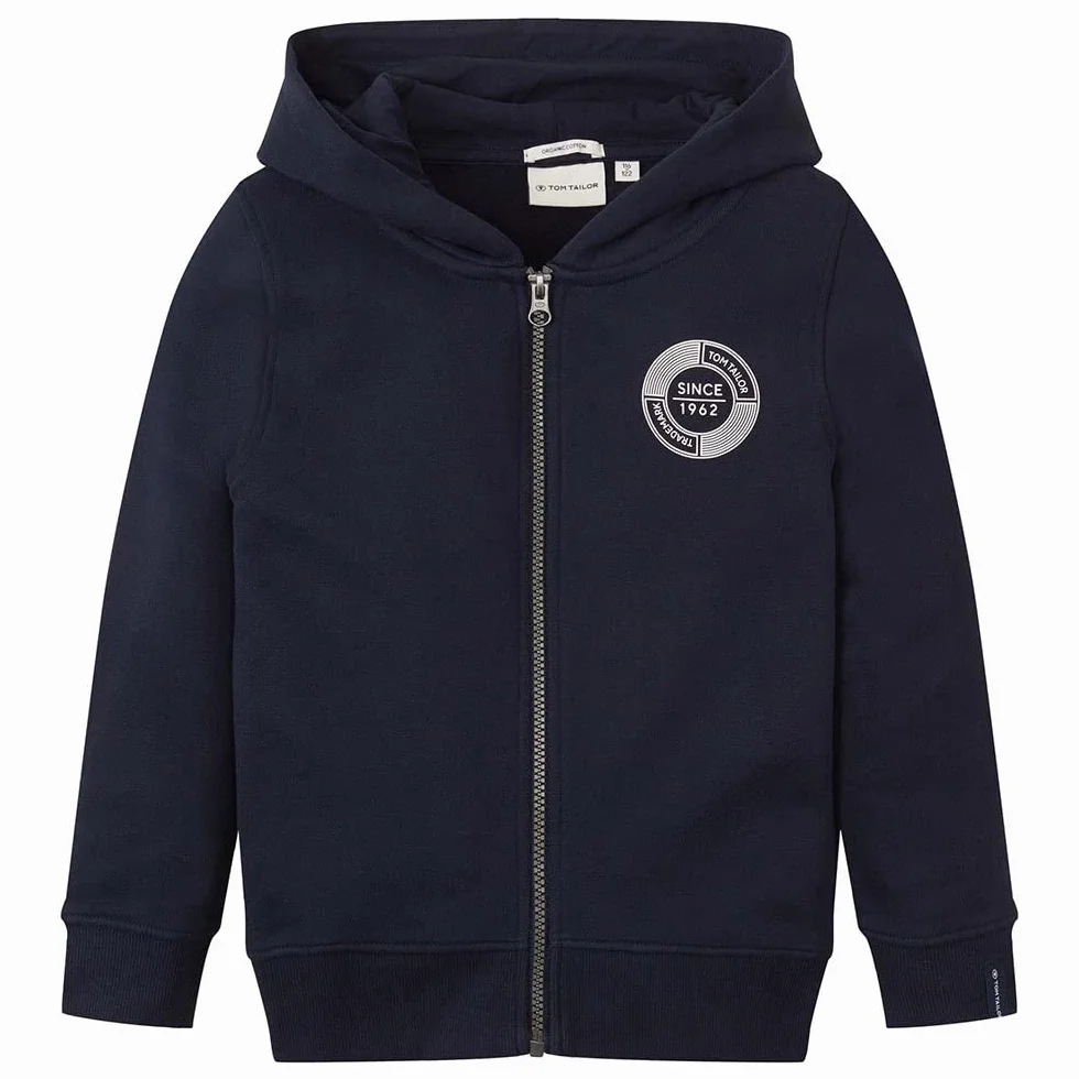 TOM TAILOR Chłopcy Kurtka z kapturem z nadrukiem logo 1029979, 10668 - Sky Captain Blue, 128-134