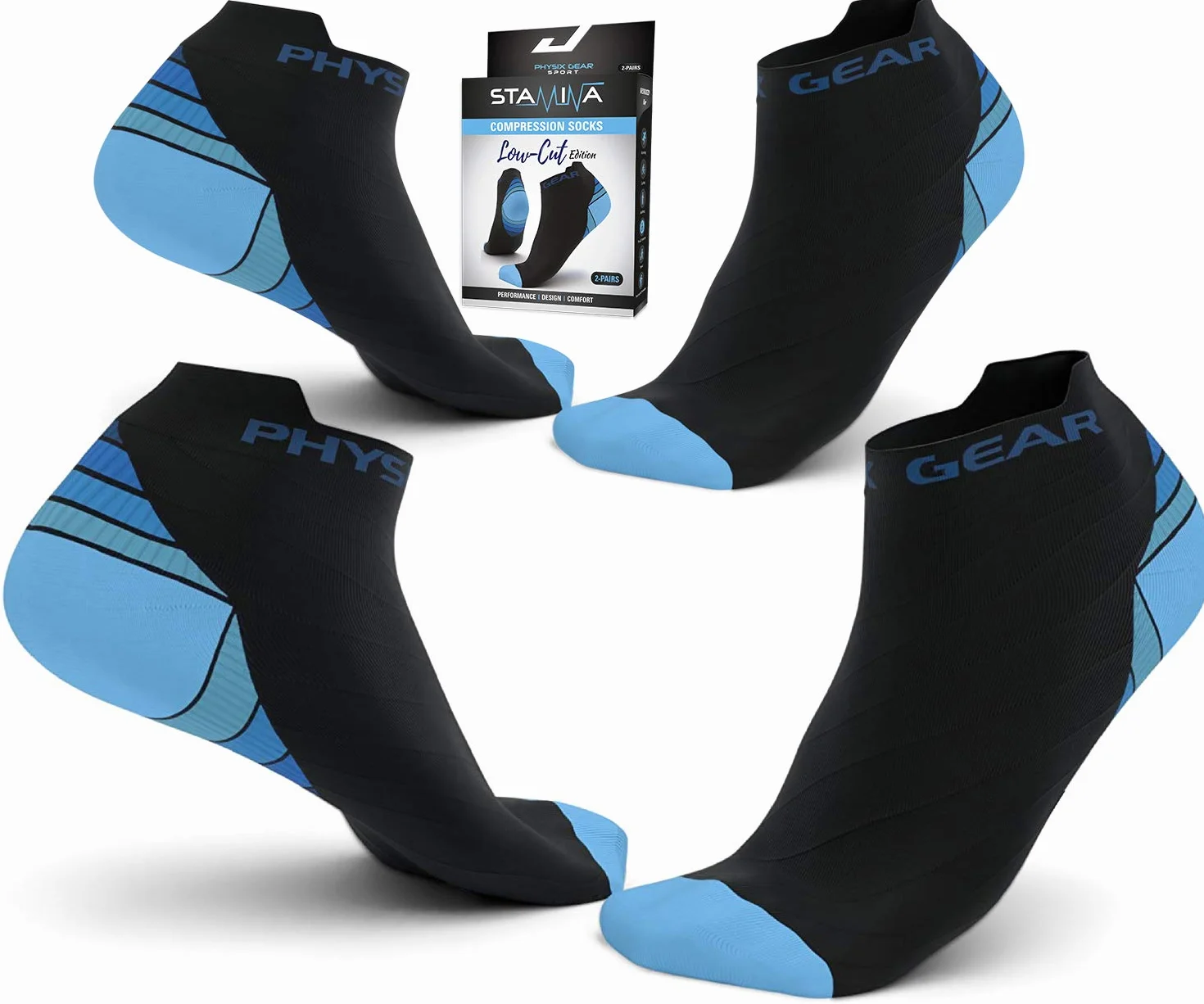 Physix Gear skarpety do biegania dla kobiet i mężczyzn, skarpety kompresyjne do podróży samolotem, alternatywa dla skarpet podtrzymujących, skarpety regeneracyjne, skarpety sportowe