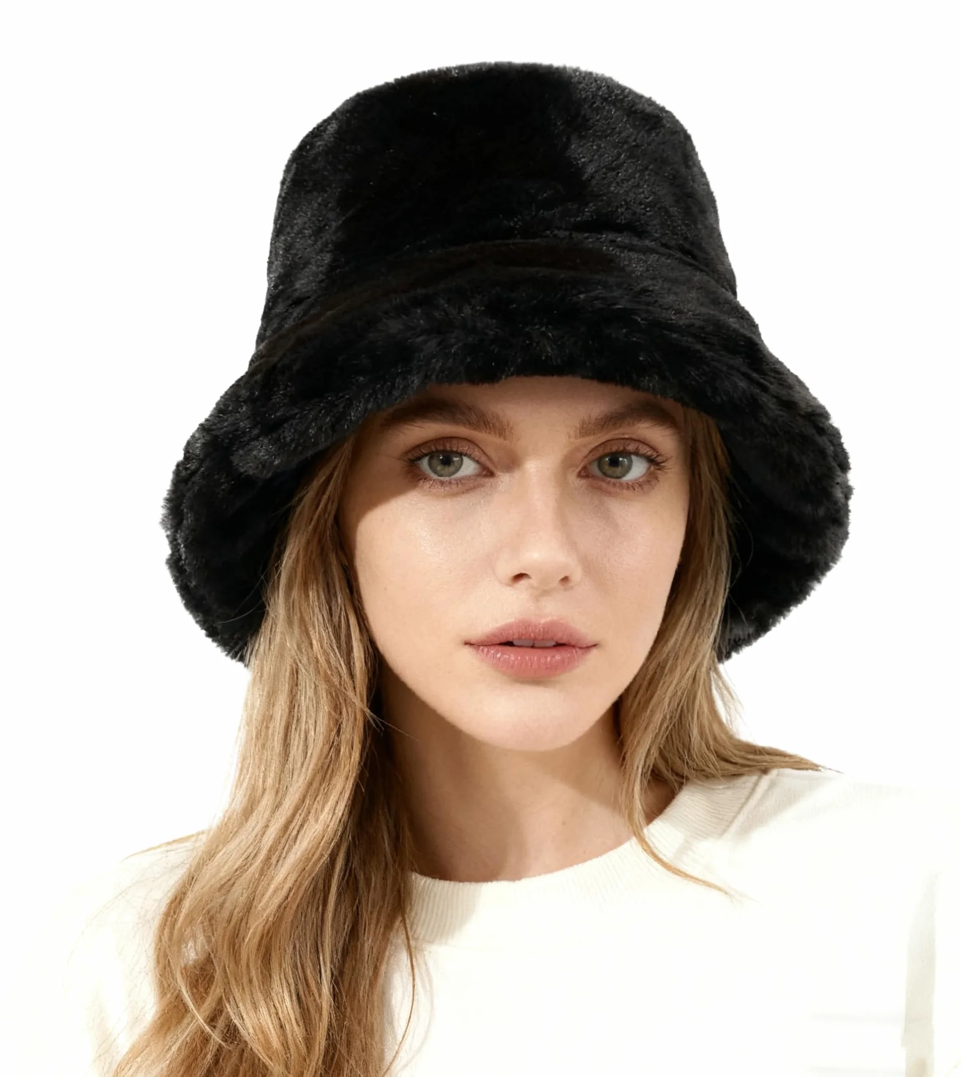 Lina & Lily Zimowy kapelusz typu bucket ze sztucznego futra dla kobiet mężczyzn z podszewką miękki puszysty