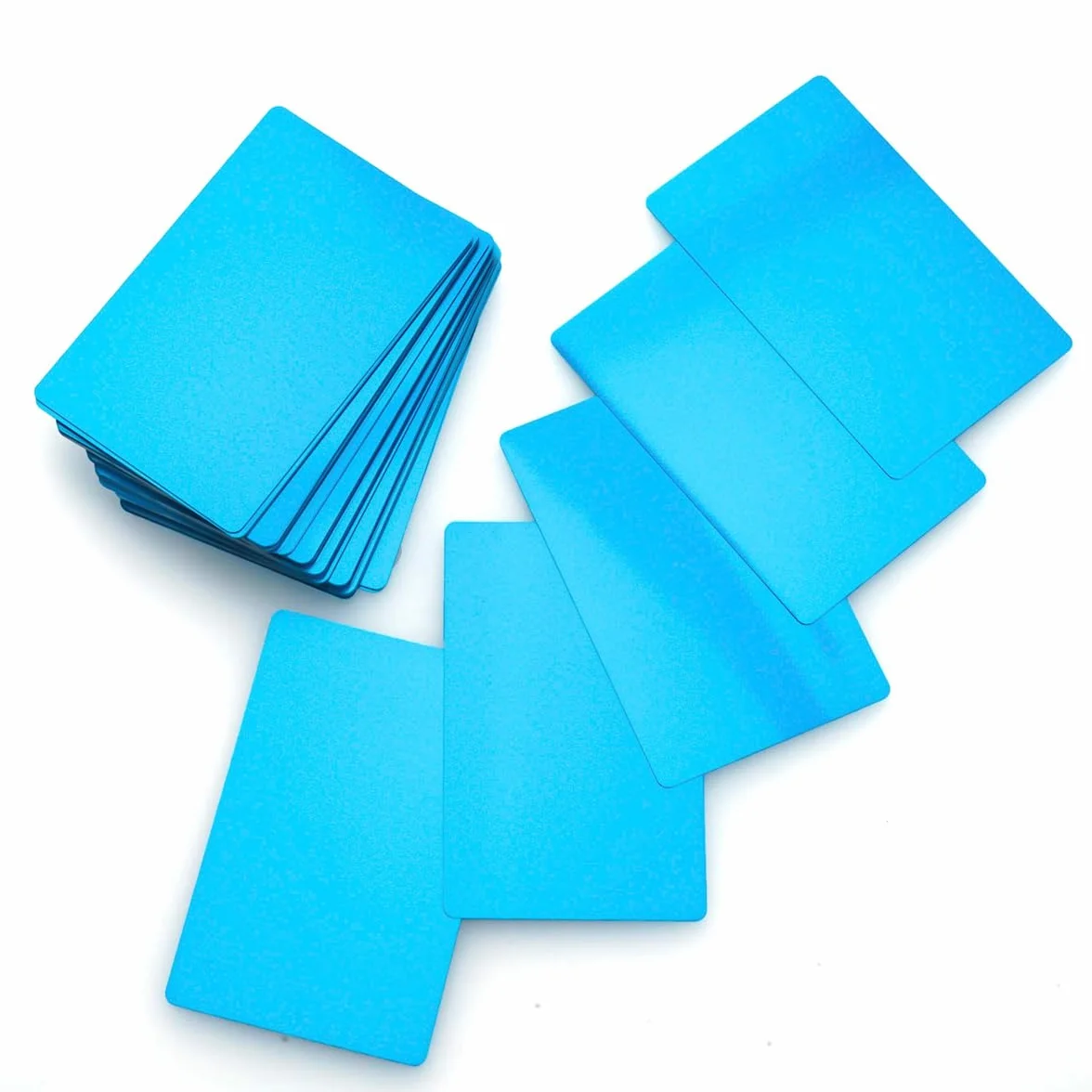 50 szt. metalowych wizytówek, puste wizytówki ze stopu aluminium, wizytówka do grawerowania laserowego, 0,22 mm/8,6 x 5,4 cm, do kart klientów biurowych, prezent DIY (niebieski)