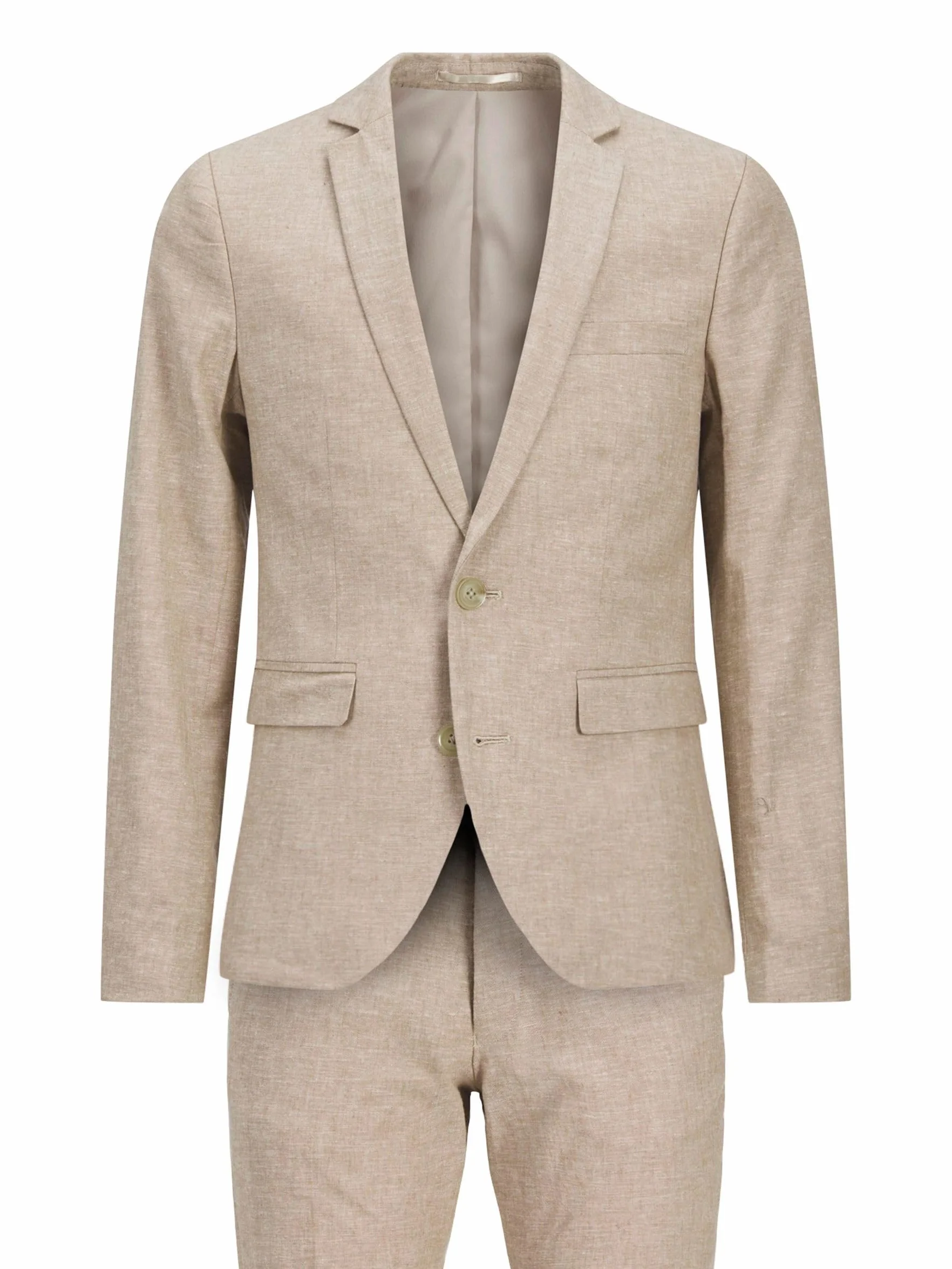 JACK & JONES Jprriviera Linen Suit Slim Fit Sn Pls garnitur męski, Trawertyny/Krój: slim fit, 66 Duże rozmiary