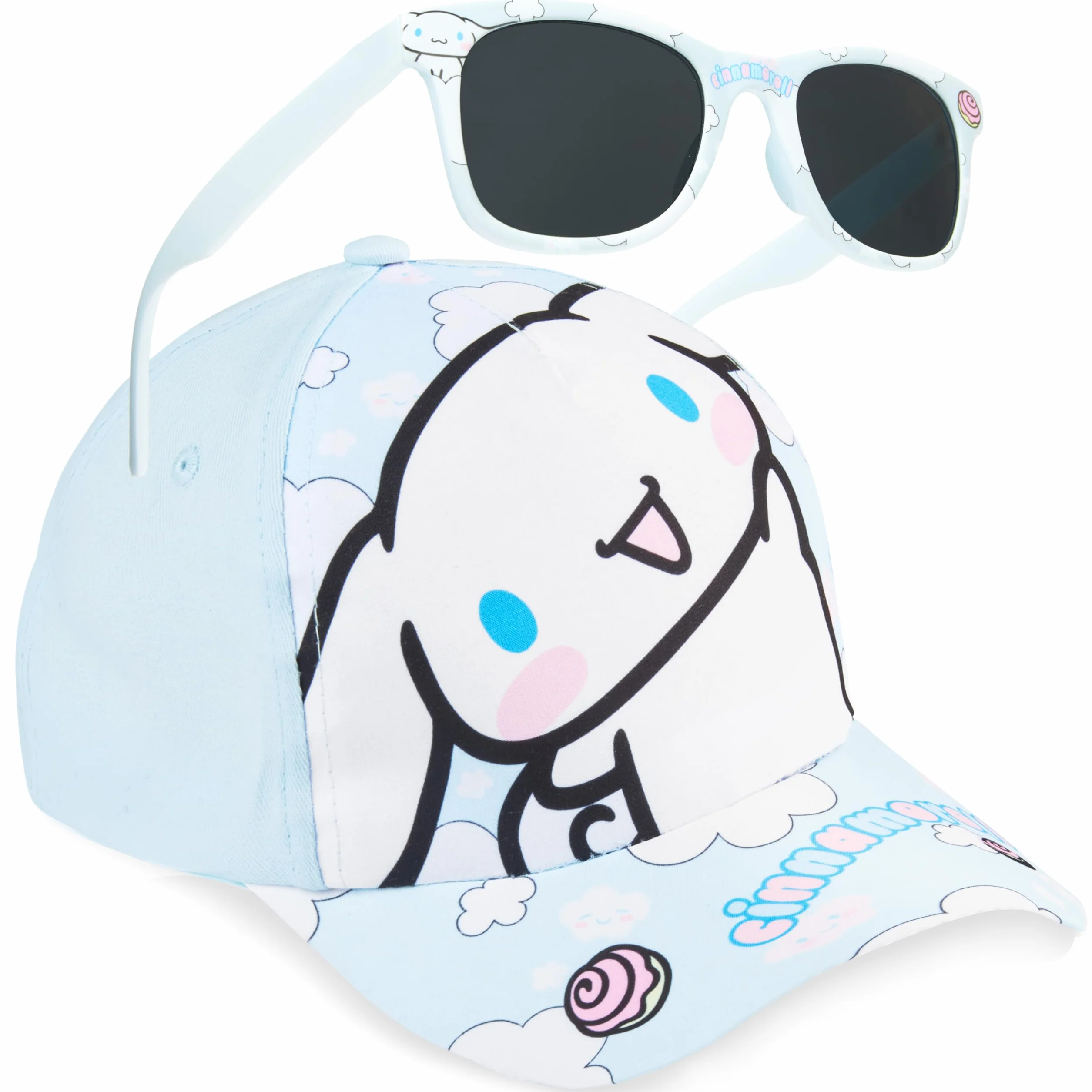 Disney Stitch | Troskliwe niedźwiedzie | Kuromi | Cinnamoroll Dziewczęca czapka z daszkiem Zestaw okularów przeciwsłonecznych UV400, niezbędniki świąteczne