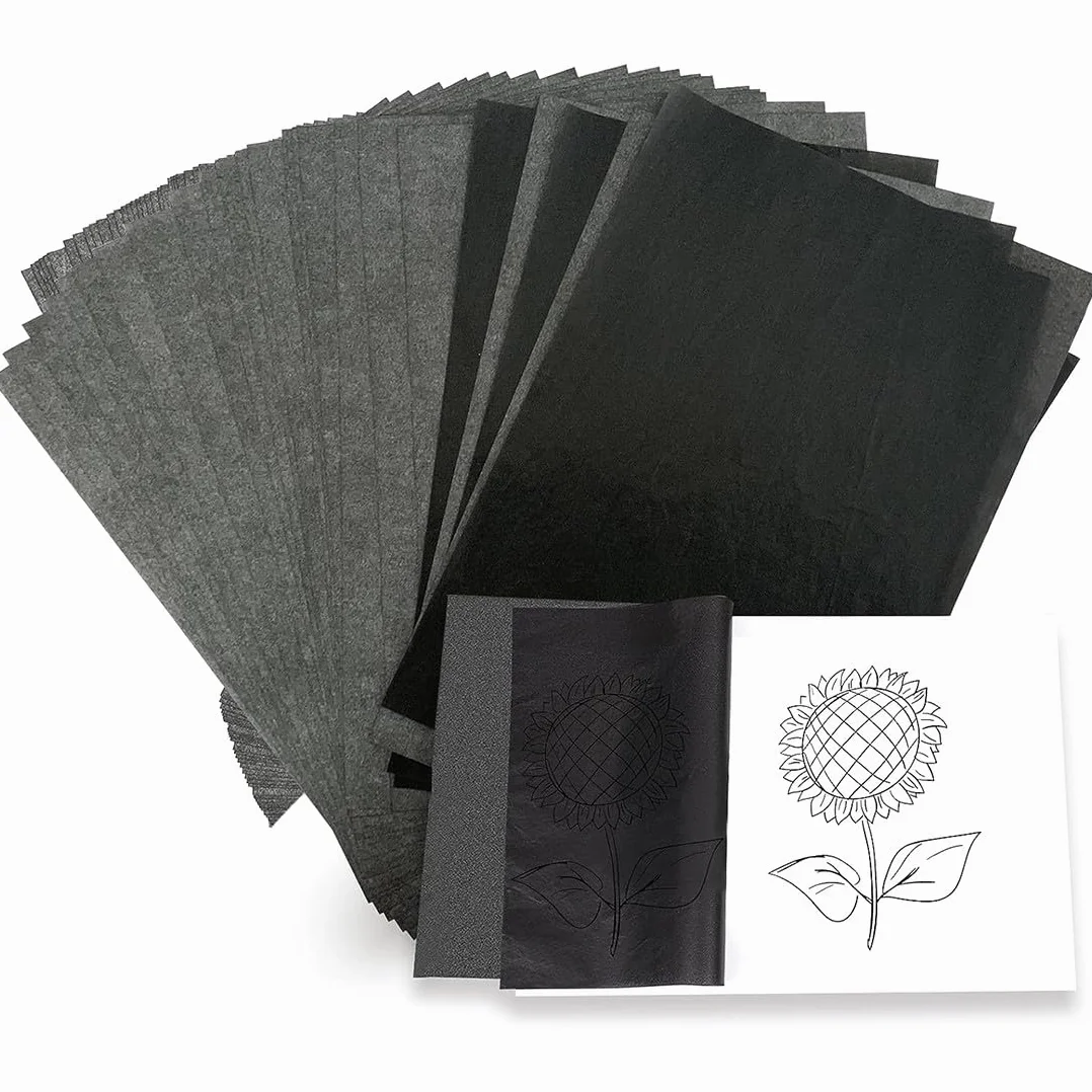 USTNIR 50 arkuszy papieru węglowego, czarny, grafitowy papier transferowy, papier węglowy, grafit A4, pomysł na papier, drewno, płótno, ceramikę, metal i inne powierzchnie
