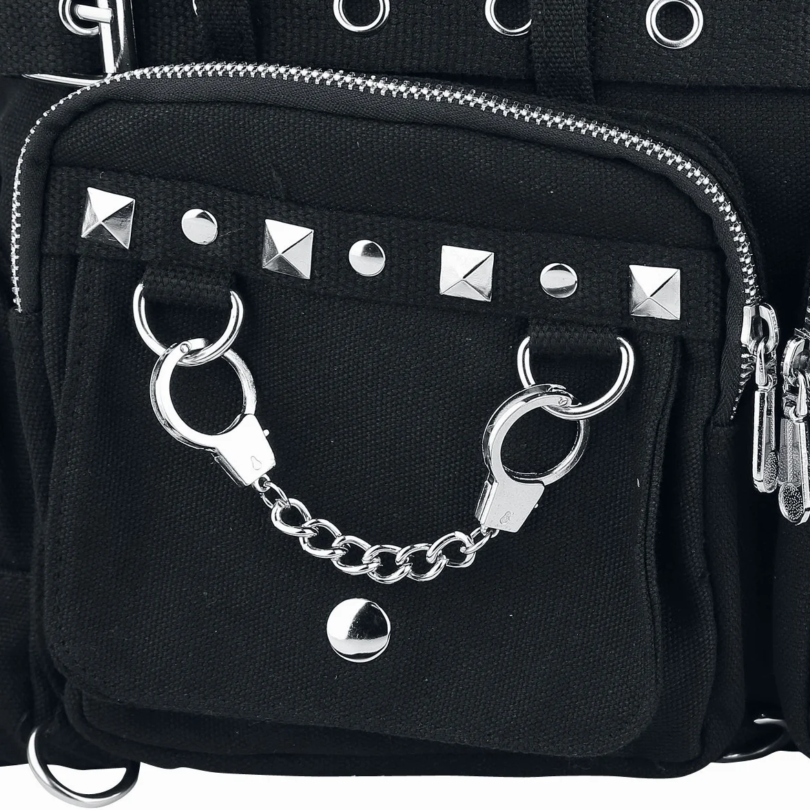 Handtas met studs in oogjes zwart, czarny - czarny/czarny, czarny