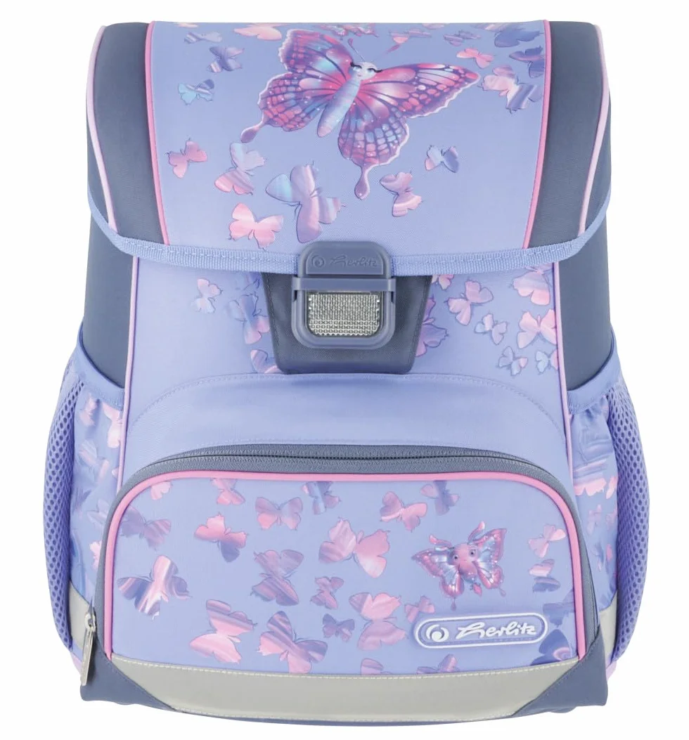 Herlitz Tornister Dziecięcy LoopButtefly Paradise z wyposażeniem | Plecak Szkolny jednokomorowy | Organizer Dla Ucznia Dzieci | Sztywne Plecy | Szkolna Torba na Plecy | Wytrzymały 16l, 950g, kl.1-3