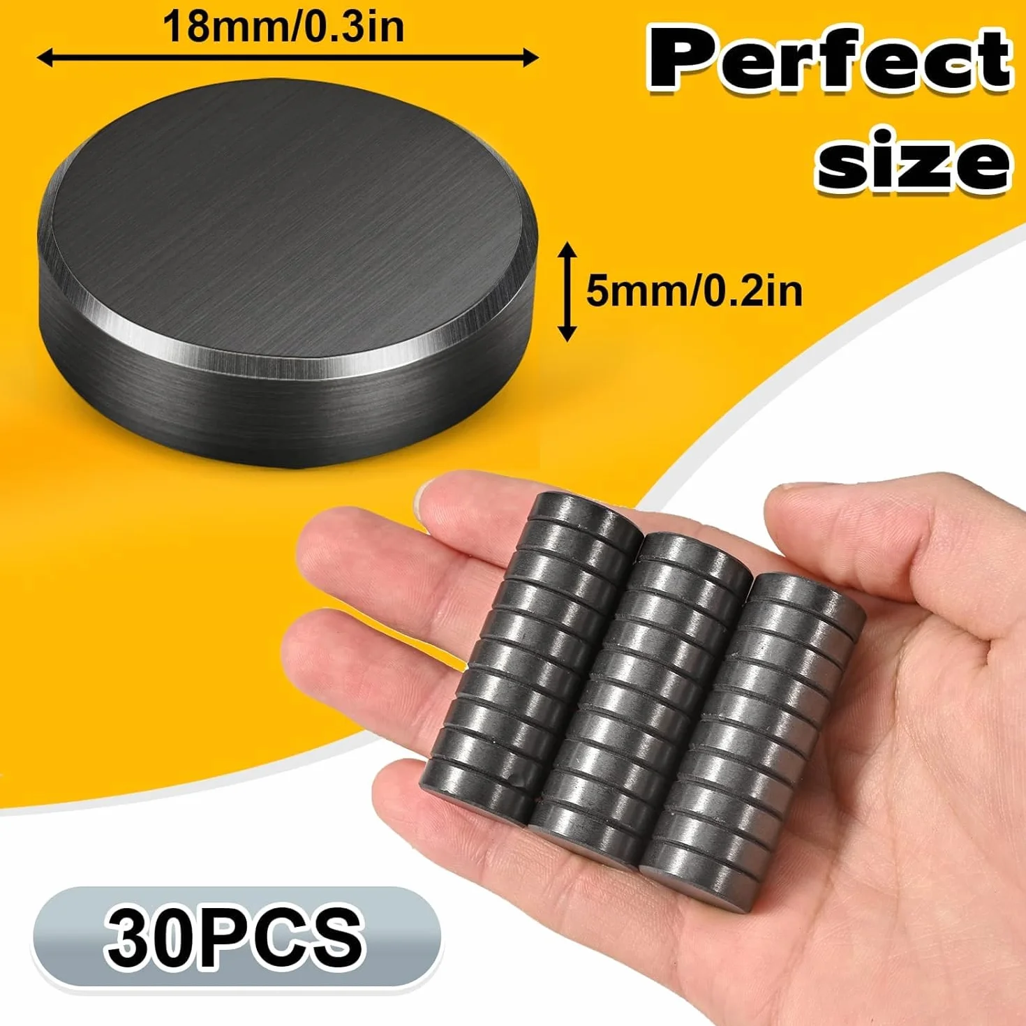 30 sztuk silnych magnesów ferrytowych, 18 x 5 mm, czarne, okrągłe, na tablicę suchościeralną, tablicę korkową, lodówkę