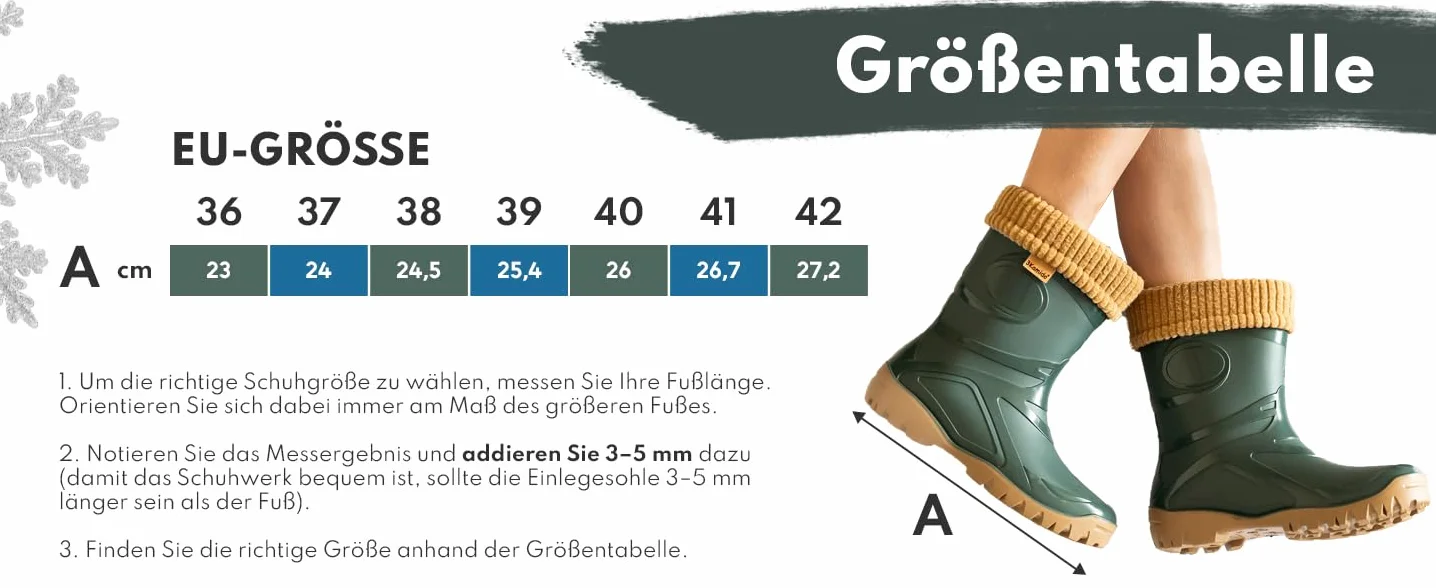 GoTherm 3Kamido Kalosze z ocieplaczem z naturalnej wełny - bardzo wygodne i bardzo ciepłe kalosze z PVC, z antypoślizgową podeszwą, wodoodporne, nieprzemakalne, dla młodzieży i dorosłych