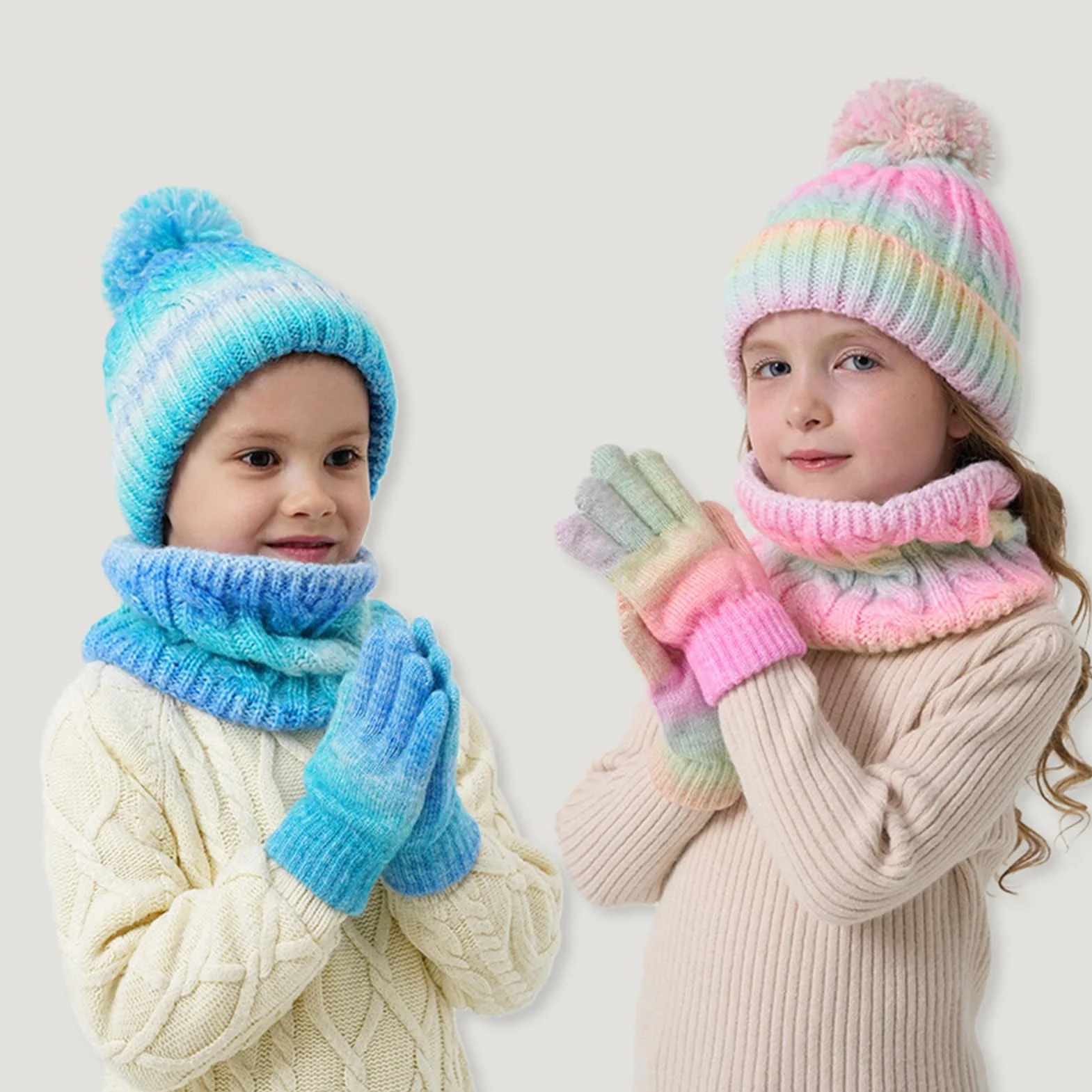 SK Studio Beanie Dziecięca Zimowa czapka i ocieplacz na szyję Czapka z szalikiem Zestaw dla chłopców i dziewcząt 3-10 lat