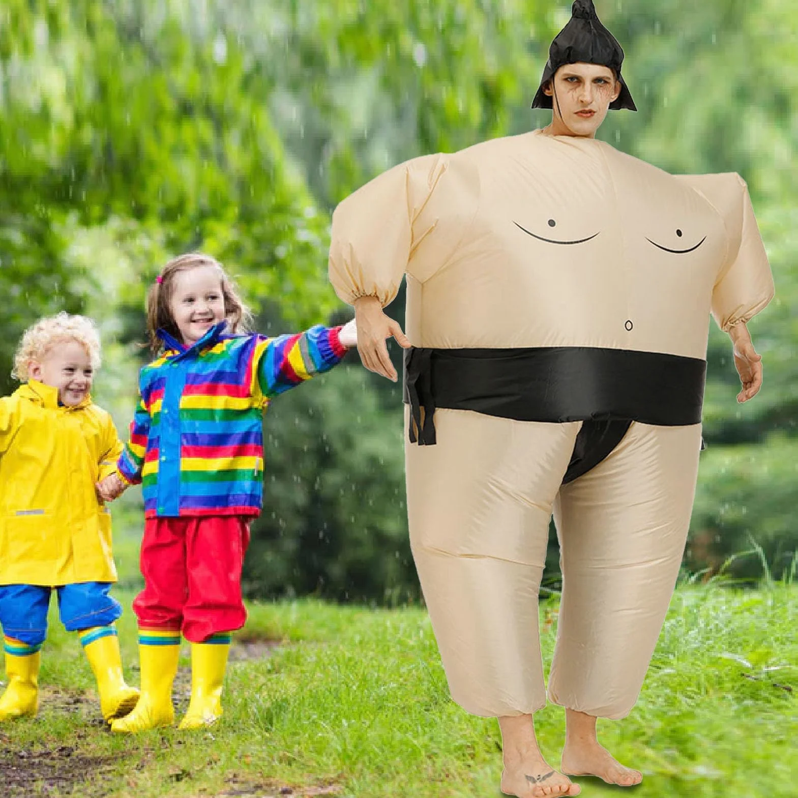 Nadmuchiwany Kostium, Zasilany Bateryjnie Kostium Zapaśniczy Sumo, Wodoodporny materiał Nadmuchiwane Kostiumy dla Dorosłych Dzieci, Impreza z Okazji Halloween Kostiumy Cosplay (150‑190cm)