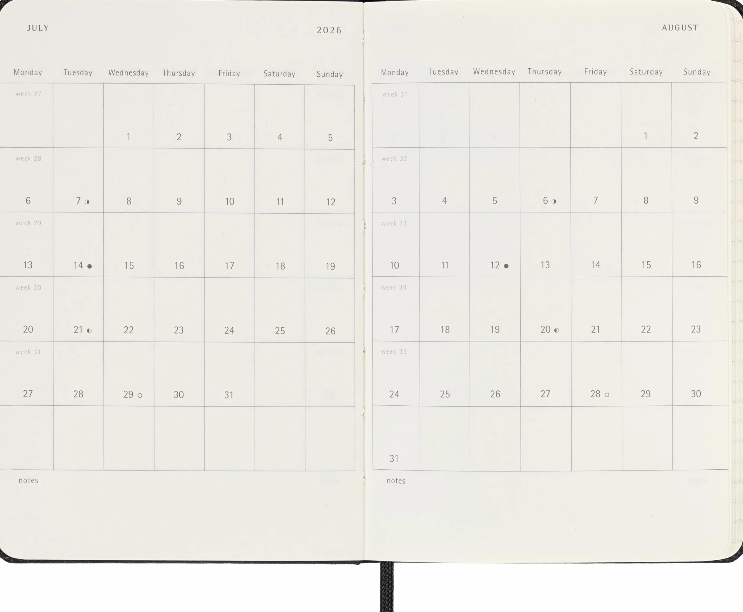 Moleskine 12 Monate Tageskalender 2026, Pocket/A6, 1 Tag = 1 Seite, fester Einband, Schwarz