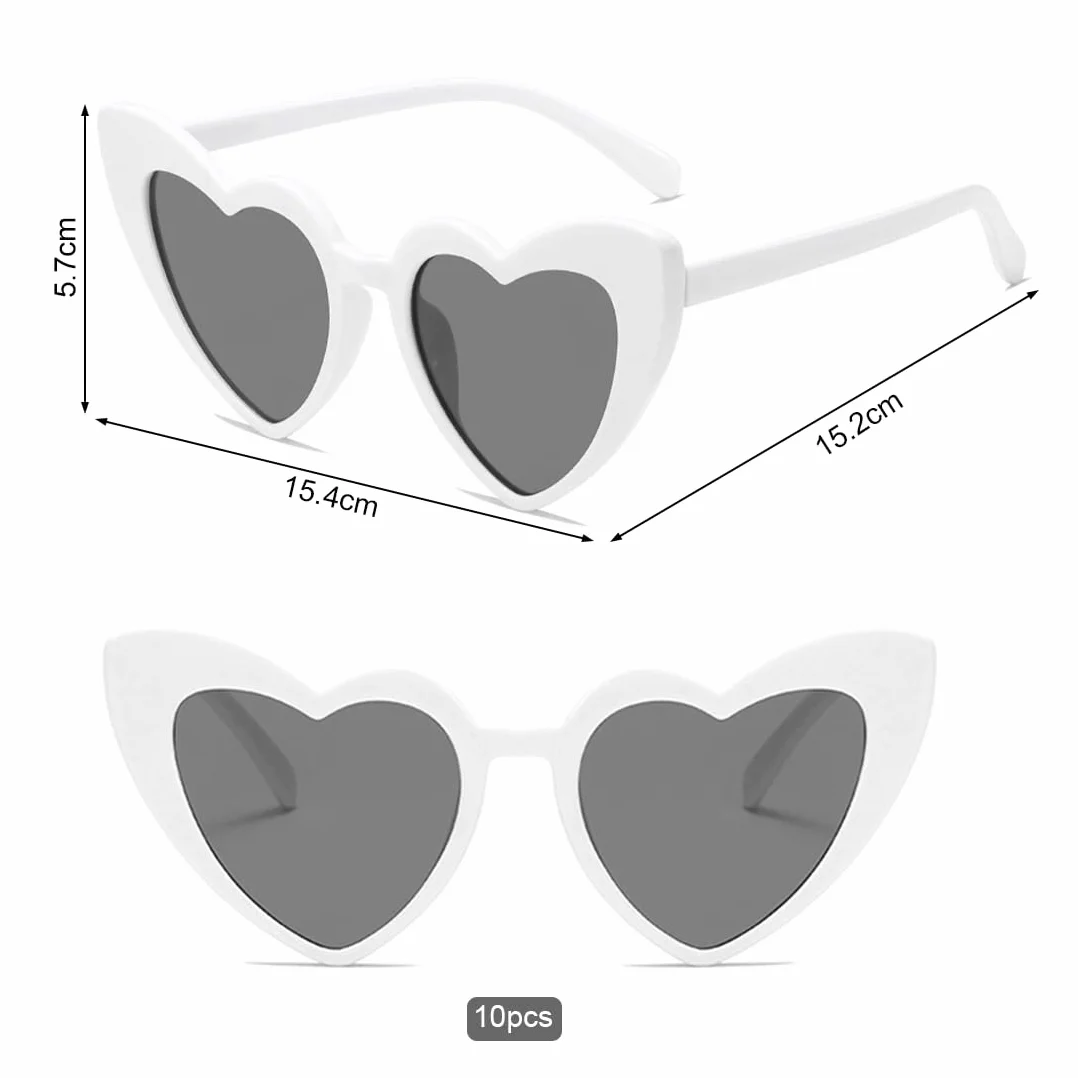 Augesak Okulary przeciwsłoneczne w stylu retro, 10 sztuk, okulary przeciwsłoneczne w kształcie serca, na imprezę, Halloween, Boże Narodzenie, wesele