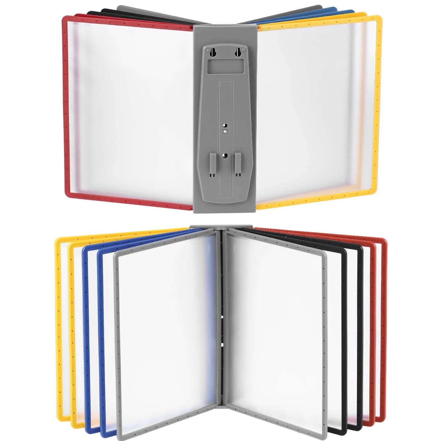 QWORK® System wystaw ściennych - 10X paneli ekspozycyjnych A4 - Wielokolorowe teczki na dokumenty do sal wystawowych, restauracji, biur, miejsc publicznych
