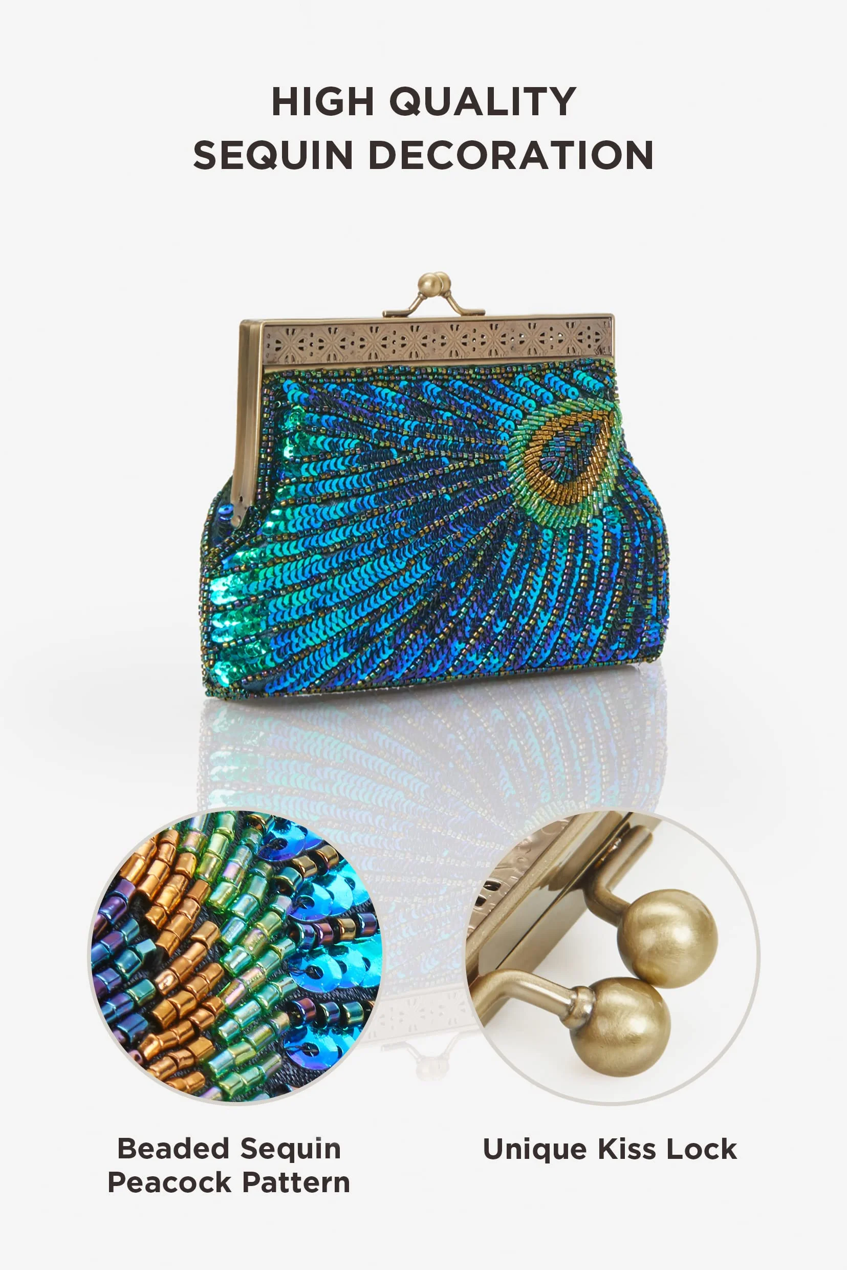 BABEYOND kopertówka Kobiety 1920s Flapper Peacock Clutch