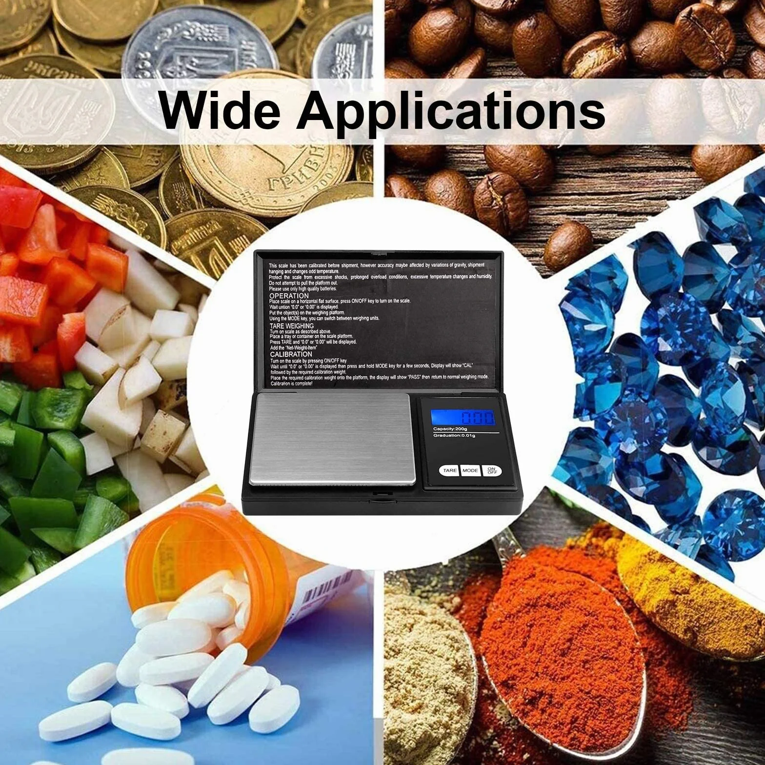 Waga kieszonkowa 500 g / 0,01 g cyfrowa waga pocztowa mini waga gramowa z podświetlanym wyświetlaczem LCD i 7 jednostkami waga precyzyjna cyfrowa waga cyfrowa waga do monet waga do biżuterii,