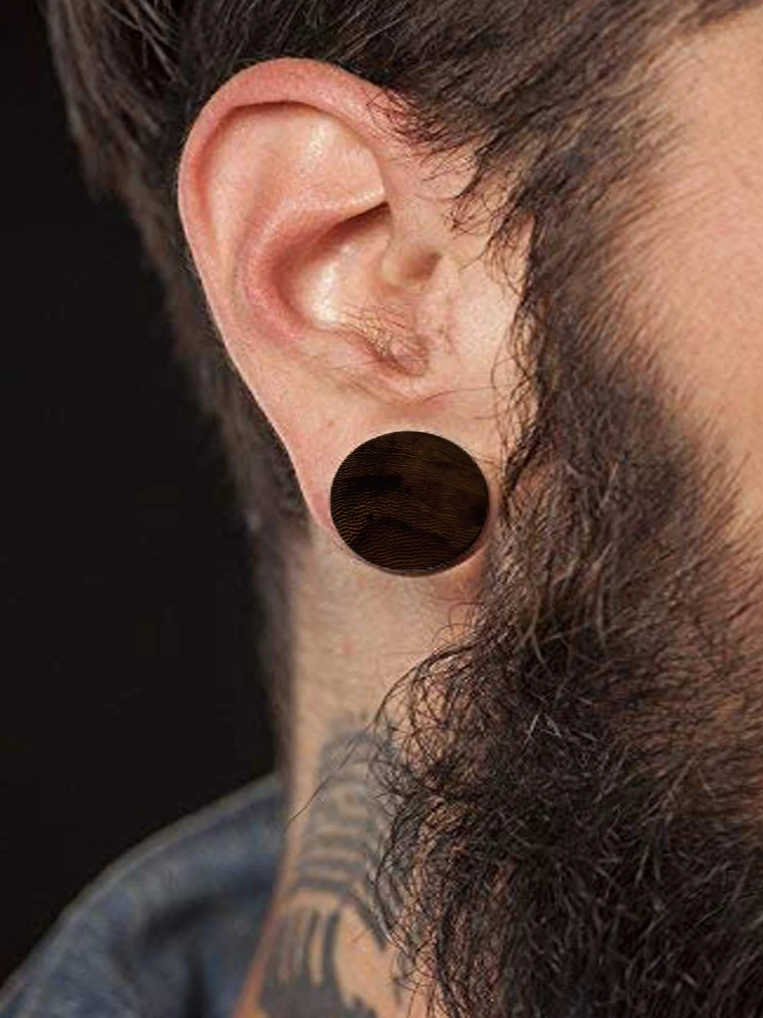 CHICNET Flesh Plug tunel dla kobiet i mężczyzn, rozpychacz z drewna parazytowego w kolorze brązowym, ciemnobrązowym, Double Flared, 6 mm-30 mm, Organic Tribal etno Celtic Nordic Piercing biżuteria e 30 mm, cod. HPT-562-30