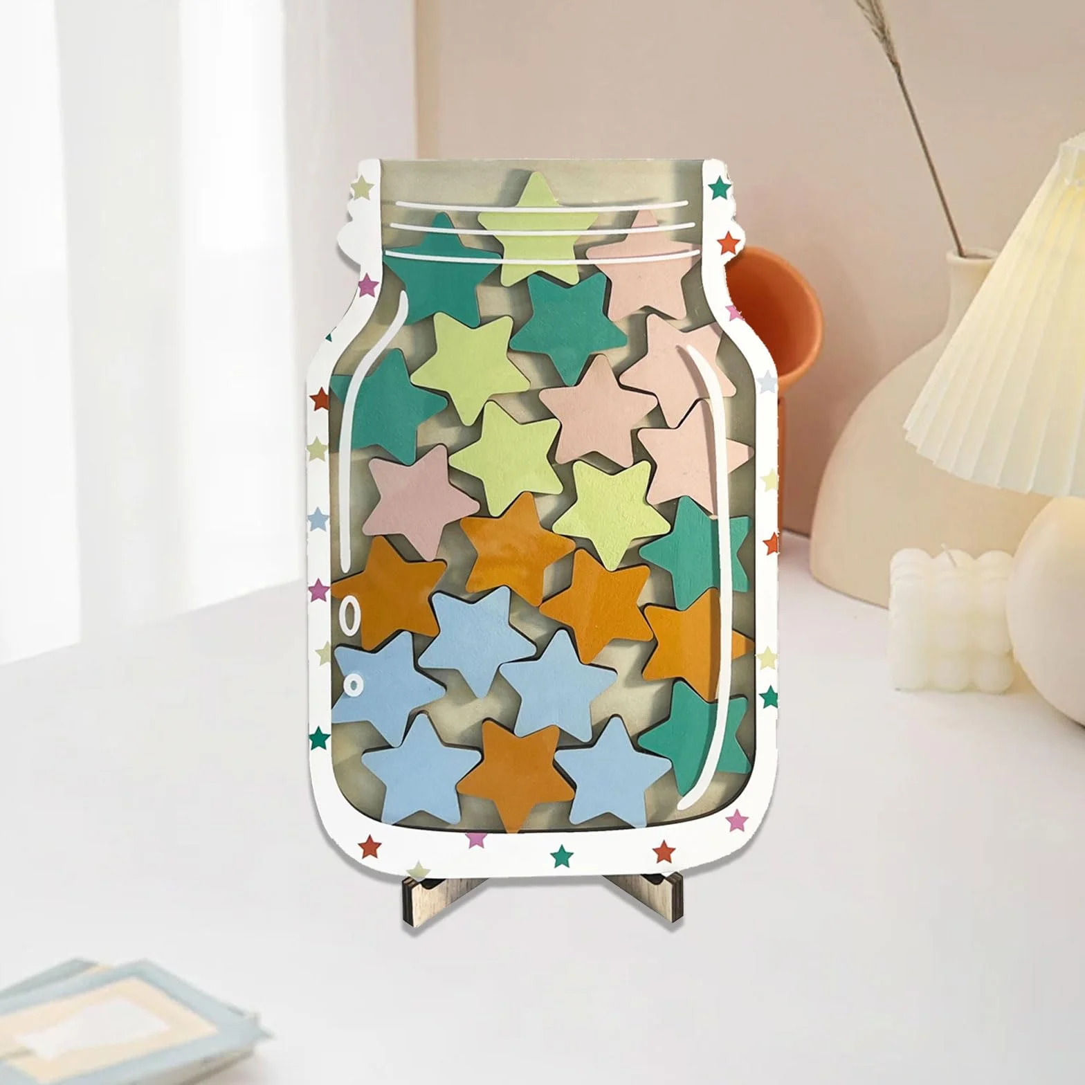 SSKHE Reward Jar with Star Tokens, Originality Reward Charts for Children Behaviour, motywacyjny słoik na prezent