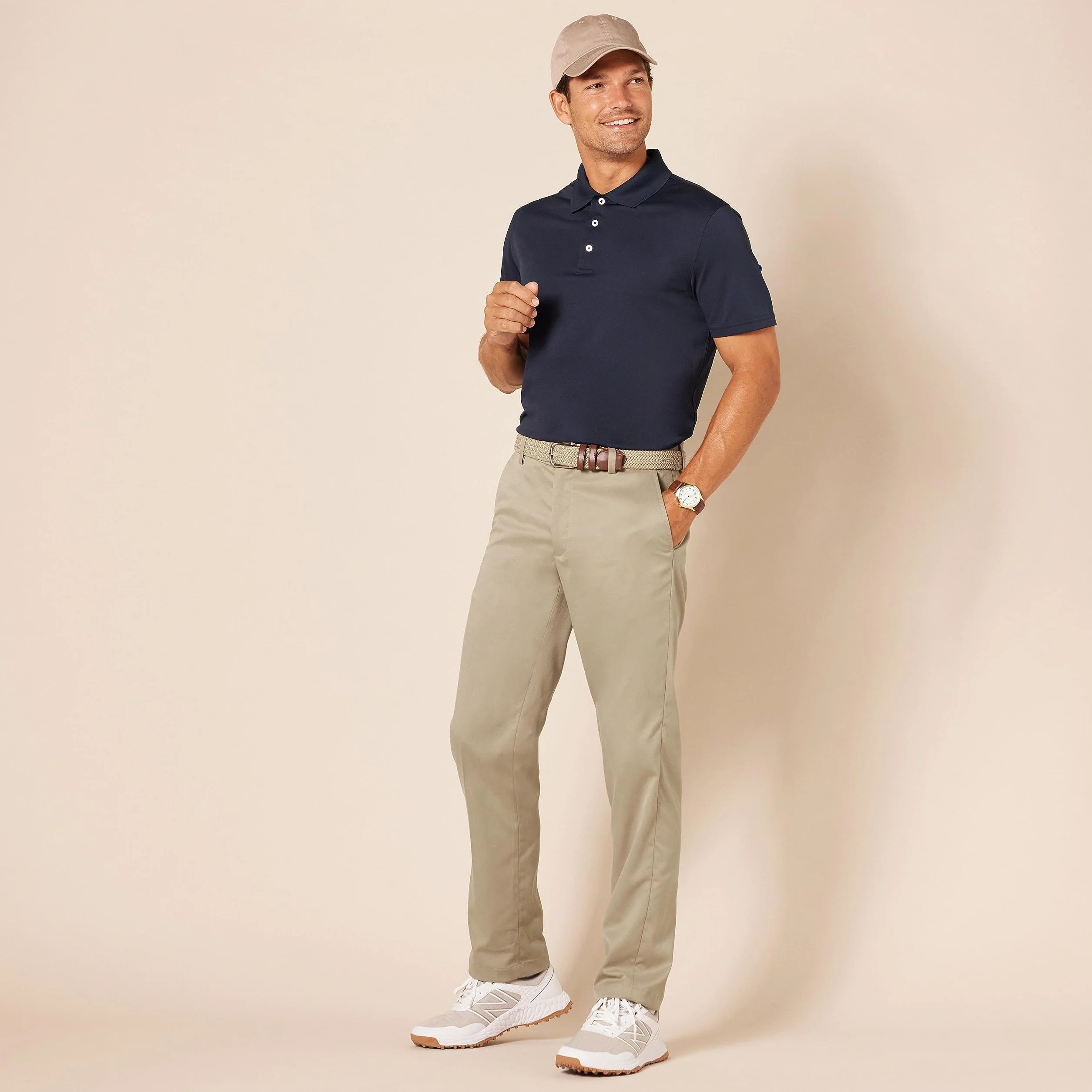 Amazon Essentials Mężczyźni Elastyczne spodnie golfowe o prostym kroju
