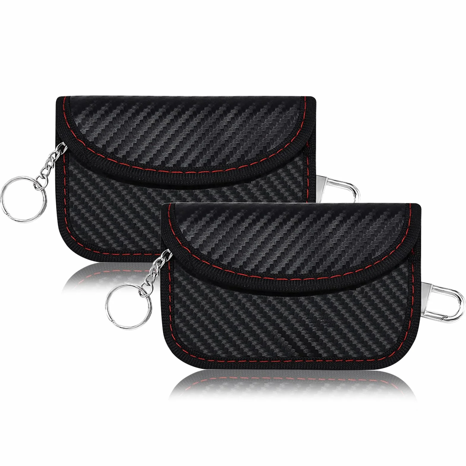 Faraday Bag Keyless Go Etui Ochronne na Kluczyki Samochodowe z Włókna Węglowego, Ochrona Przed Promieniowaniem, RFID, Blokujące Radio, z Hakiem i Kółkiem