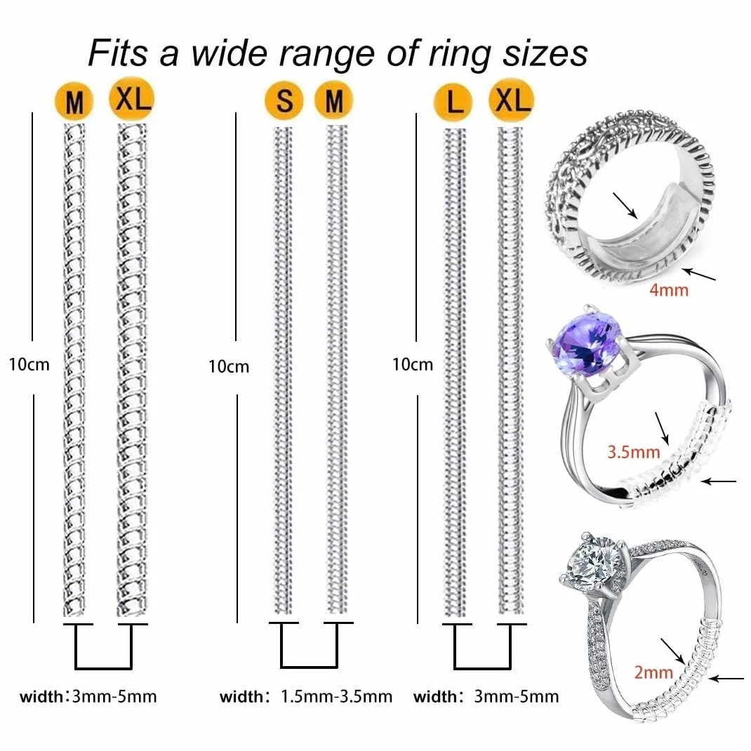 Eiito Ring Size-4, Ściereczka Do Czyszczenia, Regulator Rozmiaru Obrączek, Przeroczysty, 12 Sztuk