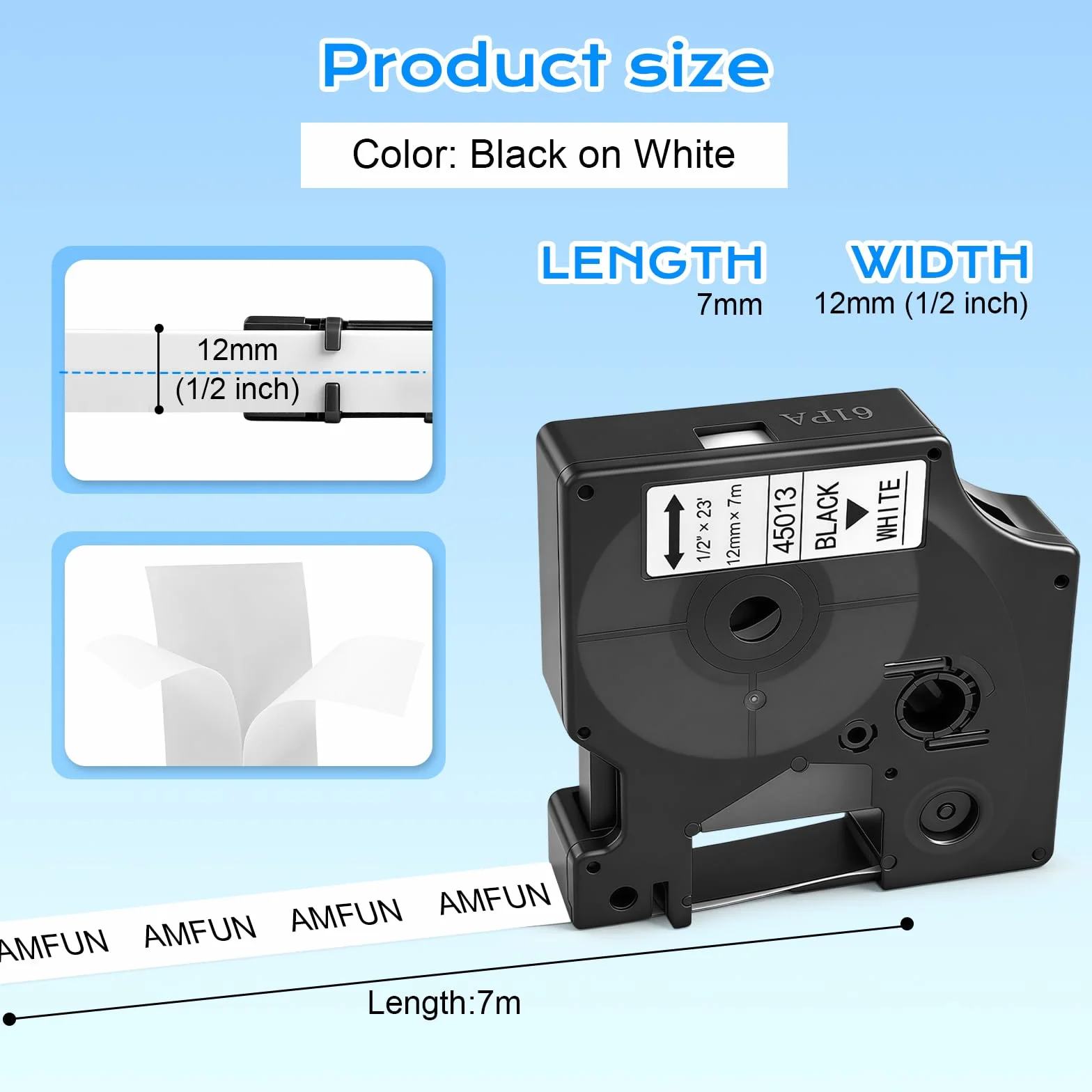 3 x taśma do etykiet kompatybilna z Dymo D1, 12 mm x 7 m, laminowana, biała, kompatybilna z 45013 A45013 S0720530, do Dymo LabelManager 160 210D 280 360D 420P