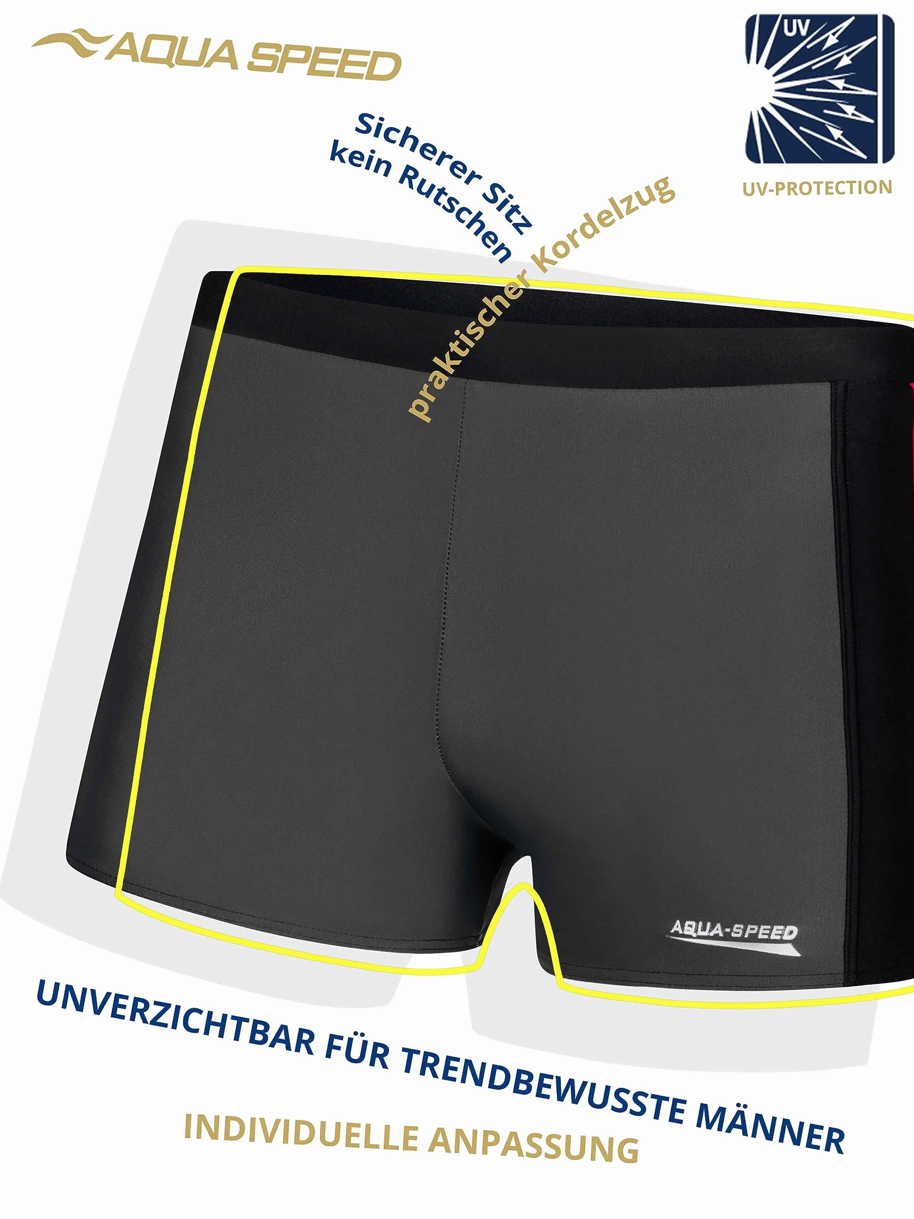 Aqua Speed PATRICK men's swimming trunks | S-XXXL | Modern | DARWIN fabric | Perfect Fit | UV protection | Chlorine resistant | Drawstring