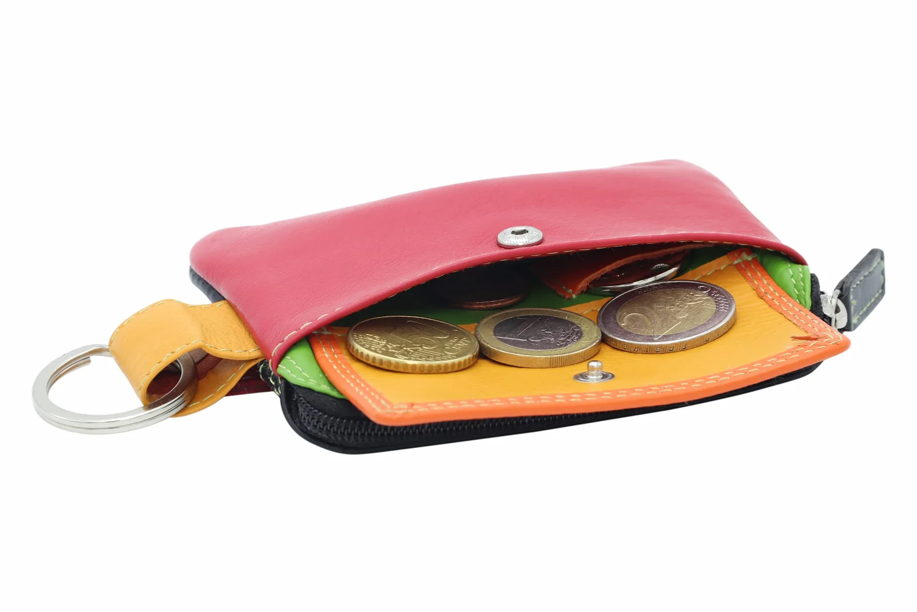 LEAS Damen und Herren mehrfarbige Schlüsseltasche mit Kleingeldfach Echt-Leder, bunt Multicolore-Serie