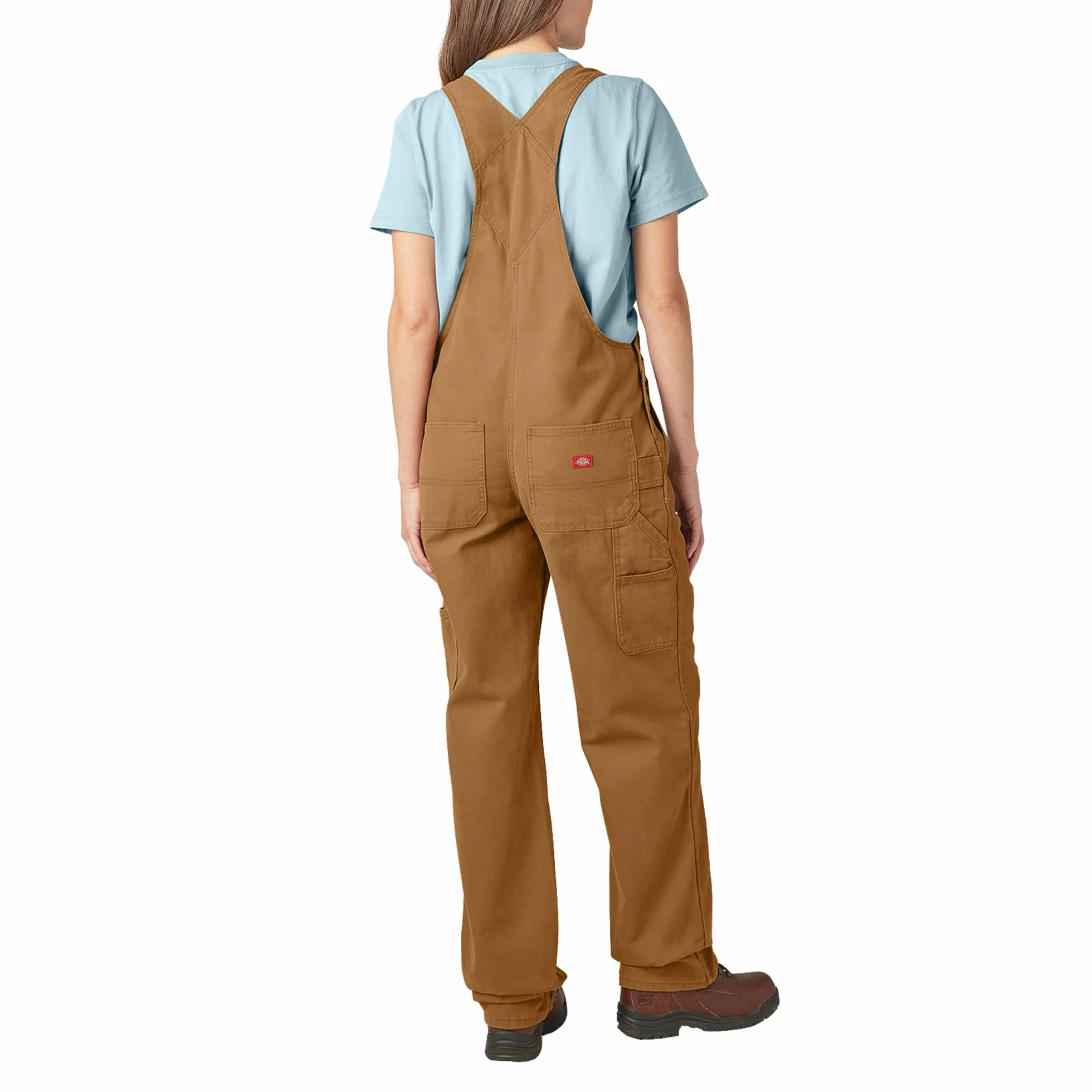 Dickies, Damskie ogrodniczki w swobodnym stylu z prostymi nogawkami, Rinsed Brown Duck, S