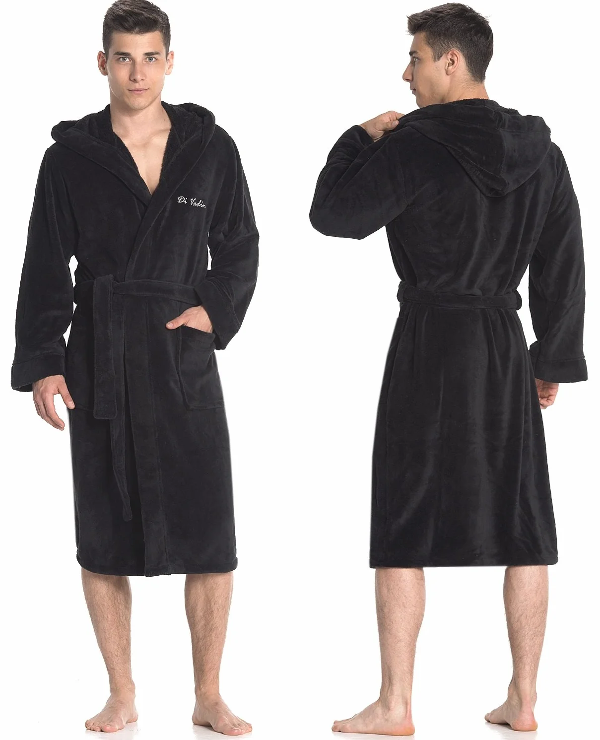Di Vadini Unisex męski damski szlafrok kąpielowy Florencja z kapturem I szlafrok poranny puszysty I bielizna nocna ze szlachetnej mikrofibry Öko-Tex Standard 100 I kimono z wyborem kolorów i rozmiarów
