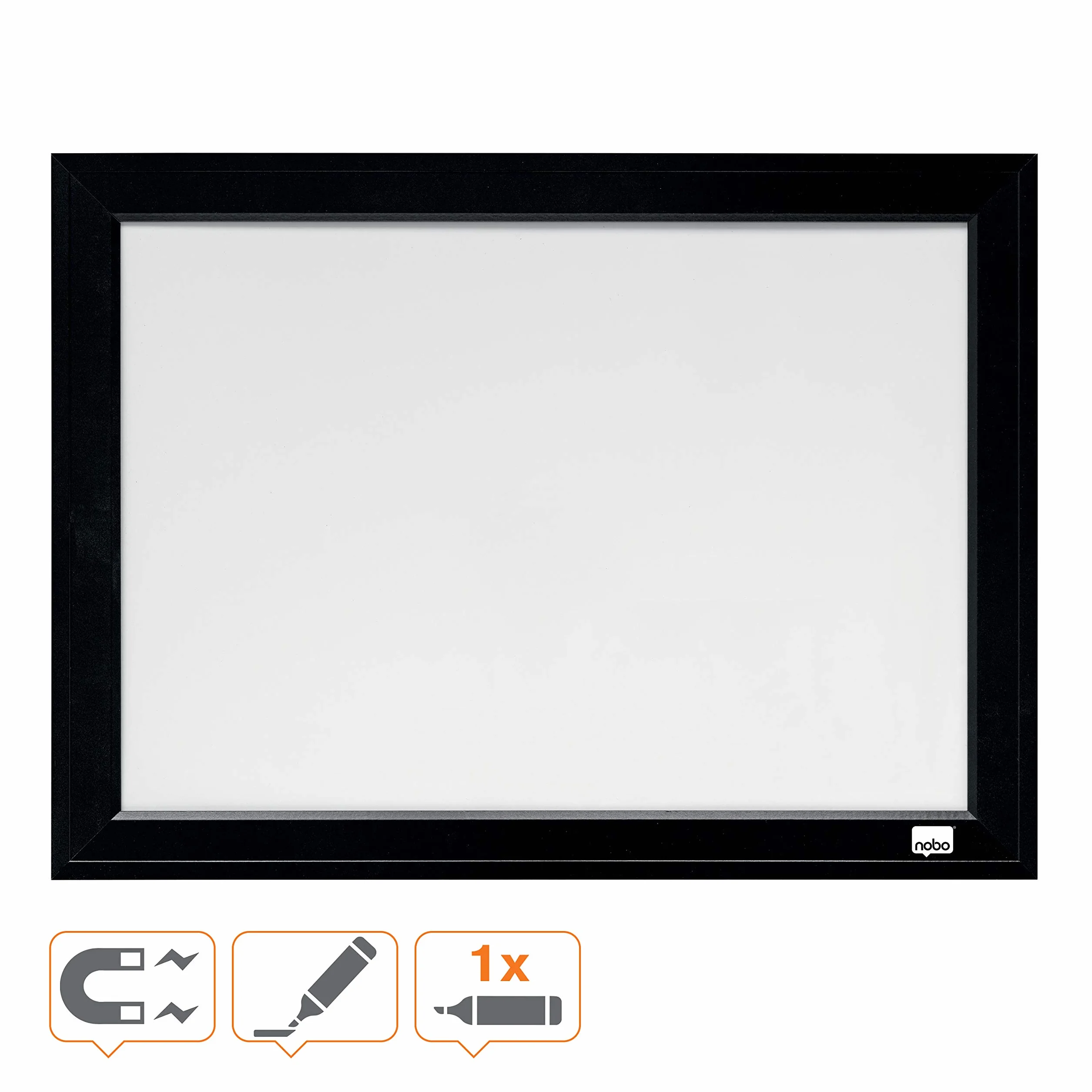 Nobo Mała tablica magnetyczna z czarną ramą, do montażu na ścianie, zawiera zestaw do mocowania, dom/biuro, 585 x 430 mm, 1903785