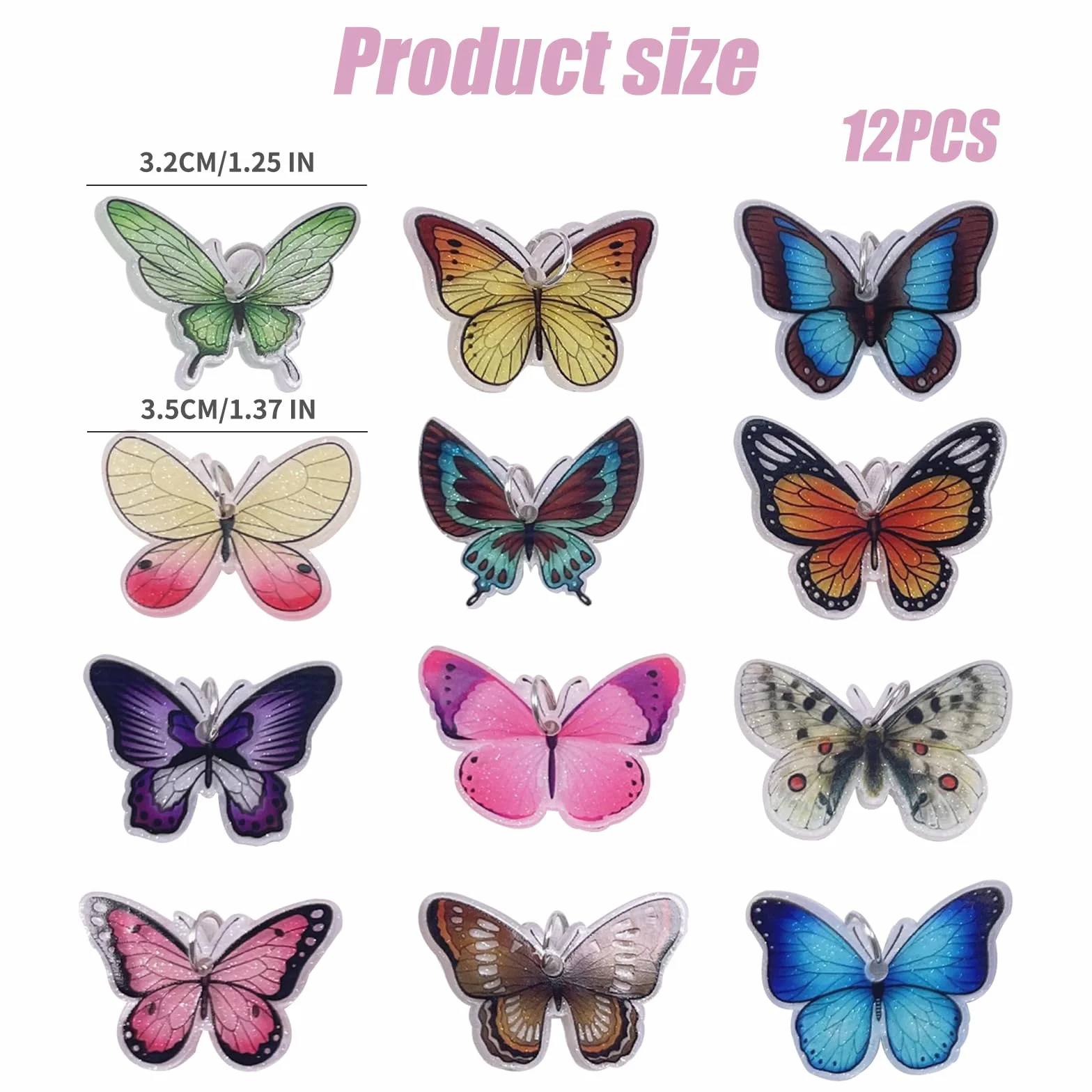 MIGIFTDY 24 szt. akrylowe ozdoby motylkowe urocze akrylowe kolczyki i naszyjnik zestaw morpho motyl zestawy biżuterii dla kobiet dziewcząt amulet motyl prezenty, Akryl