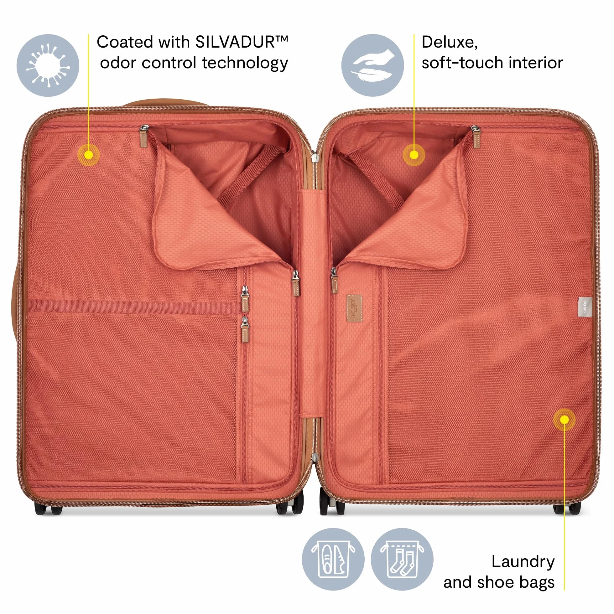 DELSEY PARIS Chatelet Air 2.0 Hardside Luggage with Spinner Wheels, Chocolate Brown, 2 Piece Set, (20/Backpack)