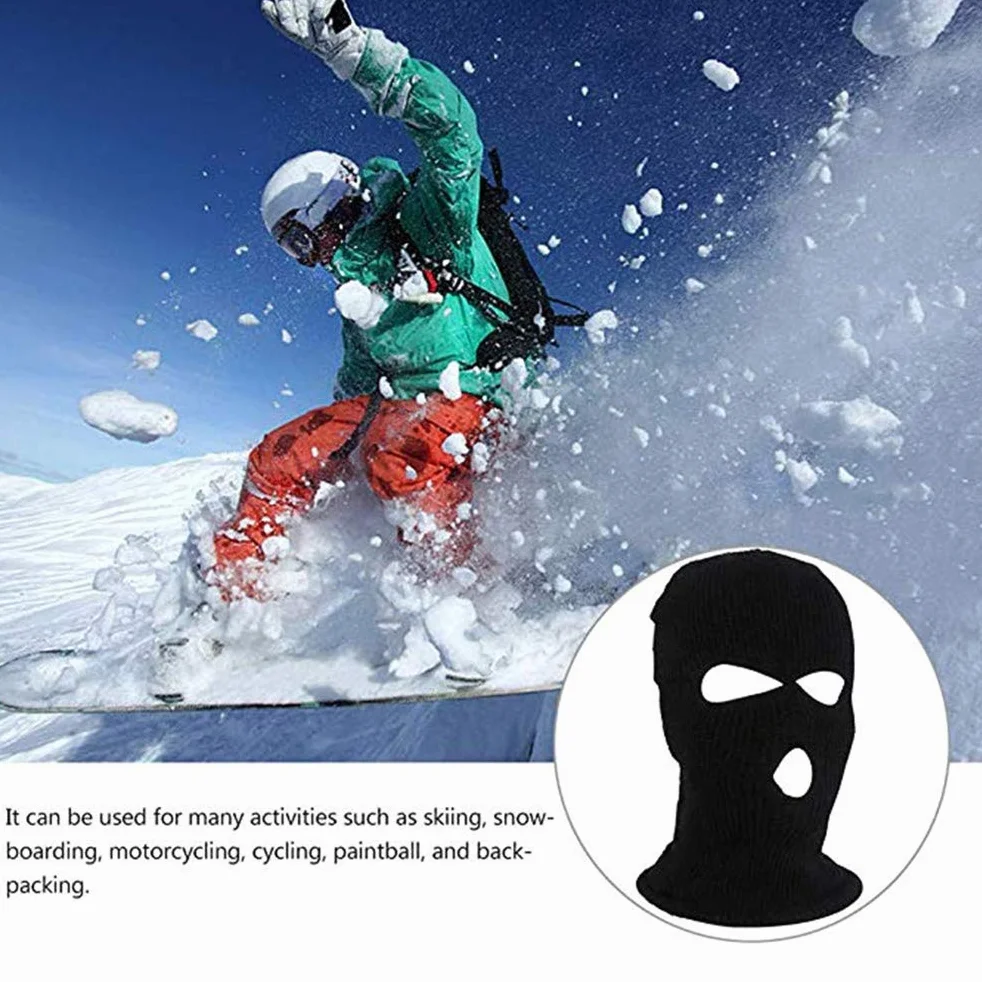 Kominiarka Balaclava z 3 otworami, zimowa, wiatroszczelna, ciepła, z dzianiny, dla mężczyzn i kobiet