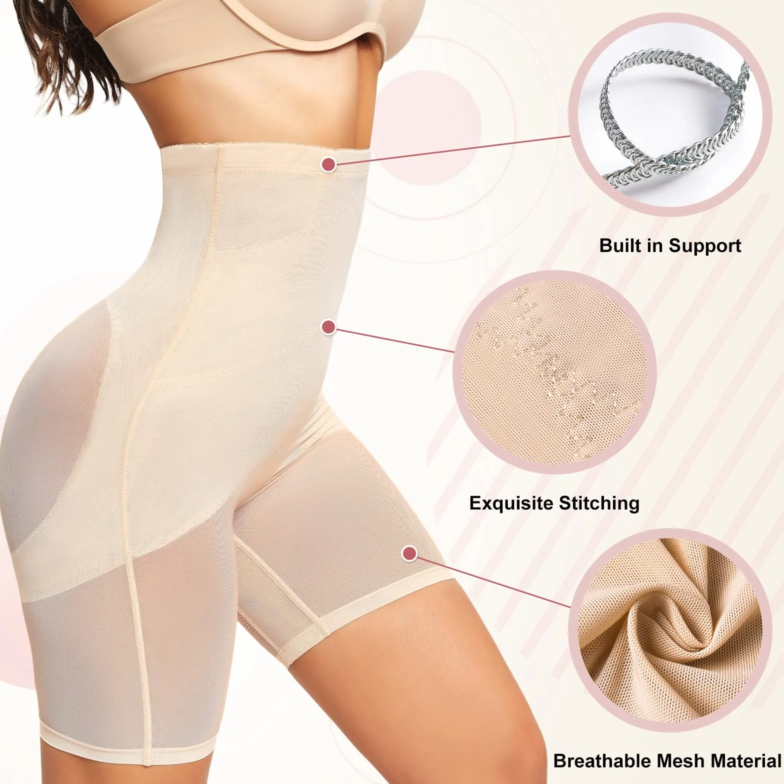 Tuopuda Damskie majtki wyszczuplające brzuch, bielizna modelująca, wysoka talia, modelująca sylwetkę, oddychająca talia, trener, wyszczuplająca bielizna, spodenki modelujące