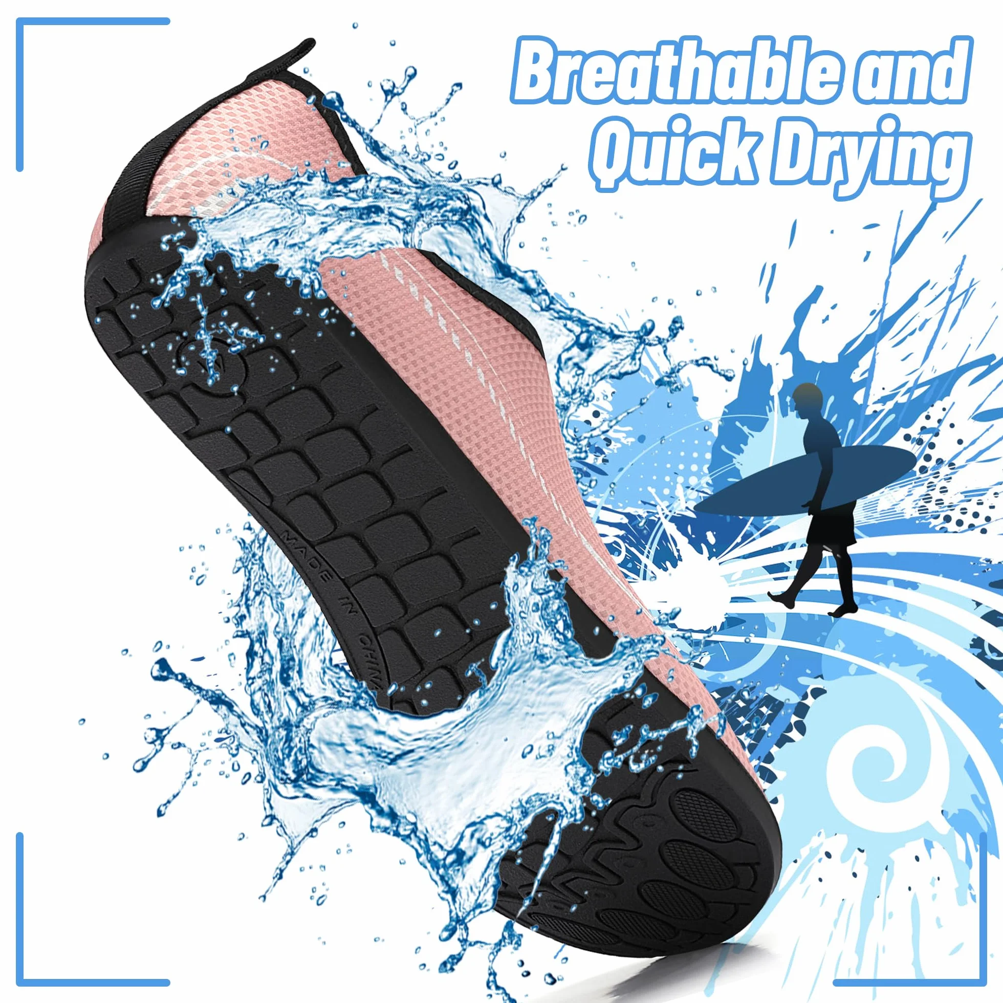 Buty do Wody Water Shoes Buty do SportóW Wodnych Lekkie Buty do PłYwania Buty PlażOwe Buty do Jogi Buty do Surfowania dla Kobiet I MężCzyzn.Różowy, 41EU