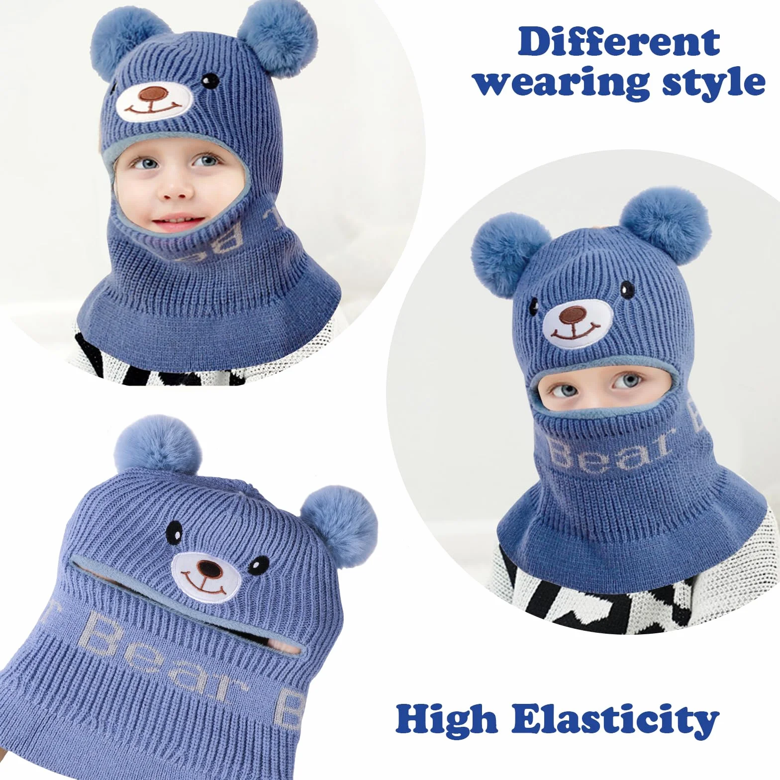 Dziecięca czapka dla dziewcząt i chłopców, ciepła czapka z podszewką polarową, urocza, wiatroszczelna, z pomponem, beanie, szal