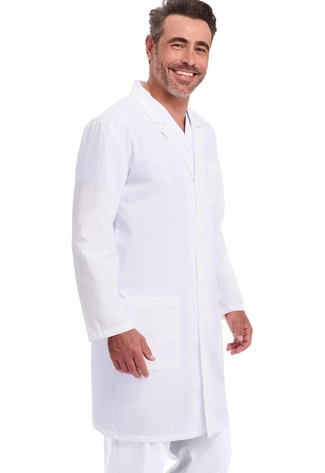 Dickies Fartuch laboratoryjny unisex dla kobiet i mężczyzn, długość 102 cm, zapinany na guziki z przodu, z 3 kieszeniami – model 83403