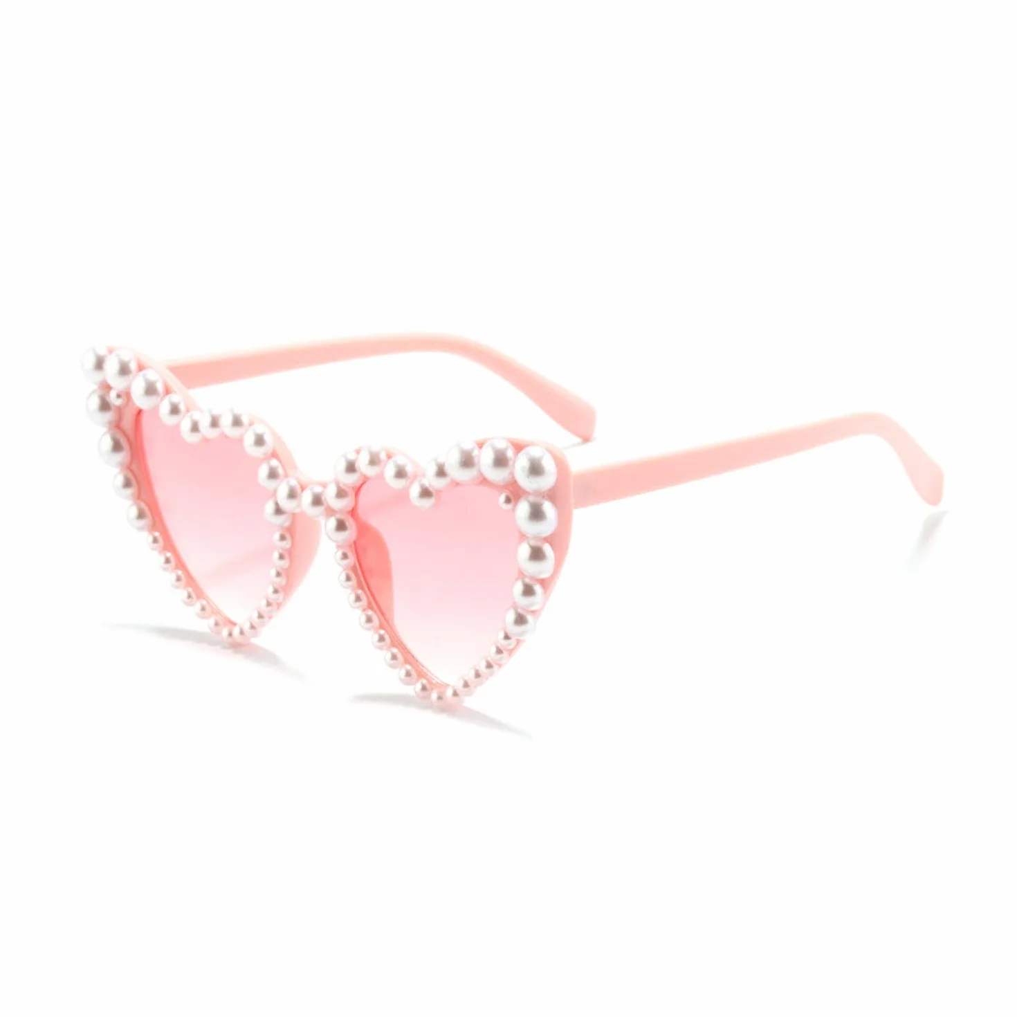 1 szt. Okulary Serce Kobiece, Retro Okulary Przeciwsłoneczne Serce, Okulary Z Perłami, Serce Okulary Przeciwsłoneczne, Do Podróży Zdjęcia Kobiety Na Letnie Imprezy (Różowe)