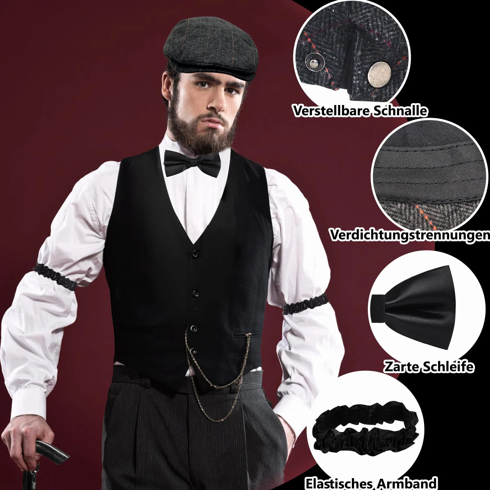 Męski kostium Gatsby, gangster w stylu lat 20-tych, kostium Gatsby, gangster, odzież mafii, Peaky Blinders, kostium Cosplay dla mężczyzn z lat 20-tych, akcesoria męskie