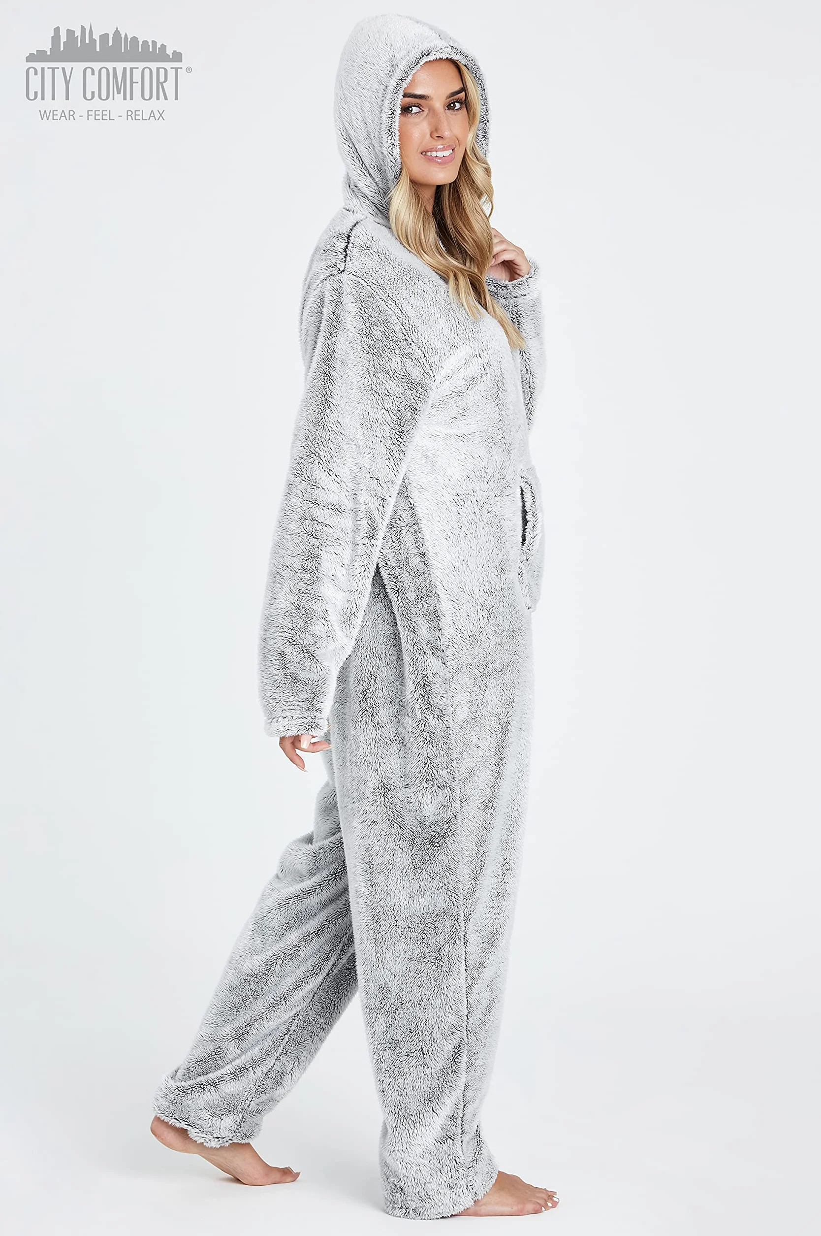 CityComfort Jednoczęściowe dla kobiet miękka wygodna piżama polarowa bielizna nocna dla kobiet puszysty polar onesie odzież wypoczynkowa rozmiary S-XL