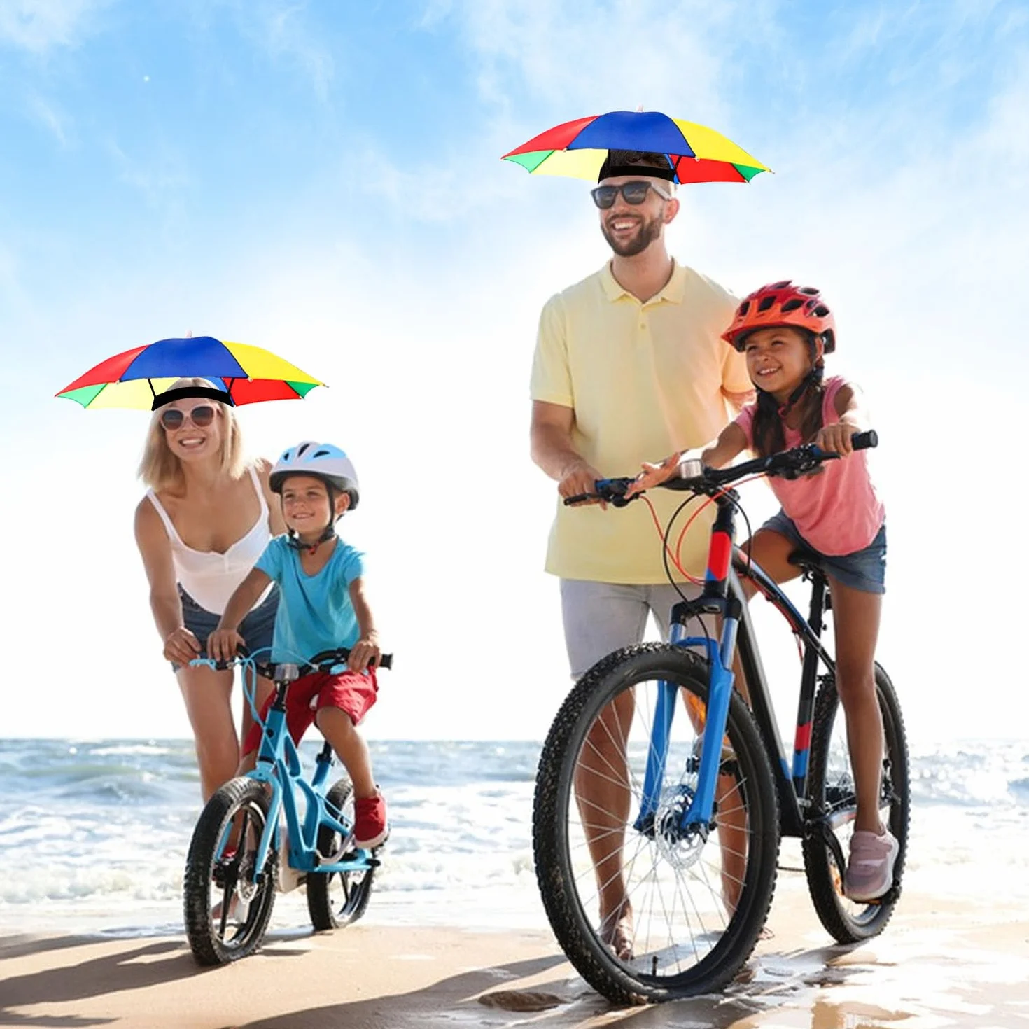 5 sztuk czapek parasolowych, 50 cm, składany parasol na głowę, parasol dla dorosłych, nadaje się do jazdy na rowerze, wędkowania, prac ogrodowych, na kemping, wędrówki, aktywności na świeżym