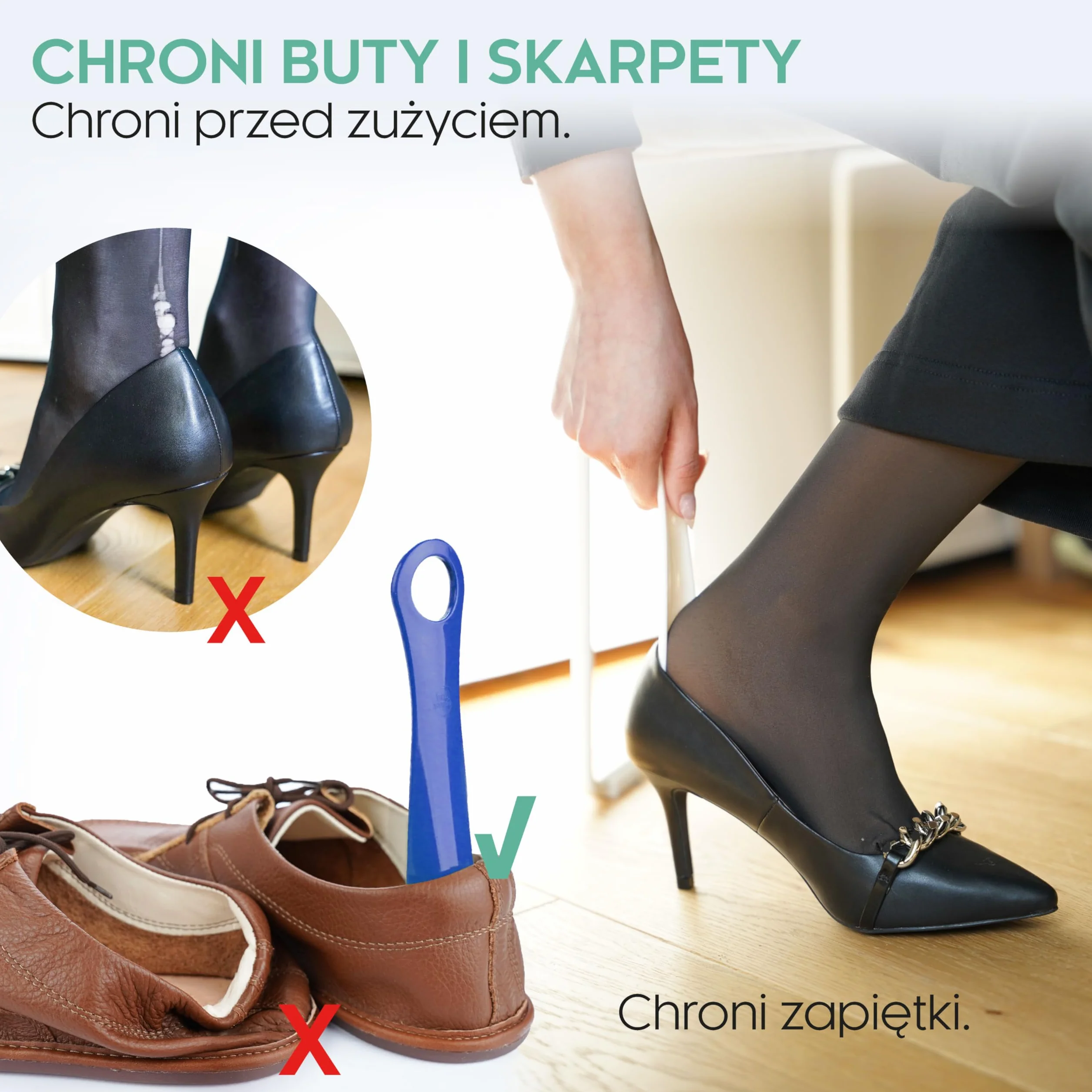biped łyżka do butów z tworzywa 18 cm – Mini łyżka podróżna ergonomiczna – Idealna dla dzieci i dorosłych – Praktyczne lekkie akcesorium z2798(Petrolowy)