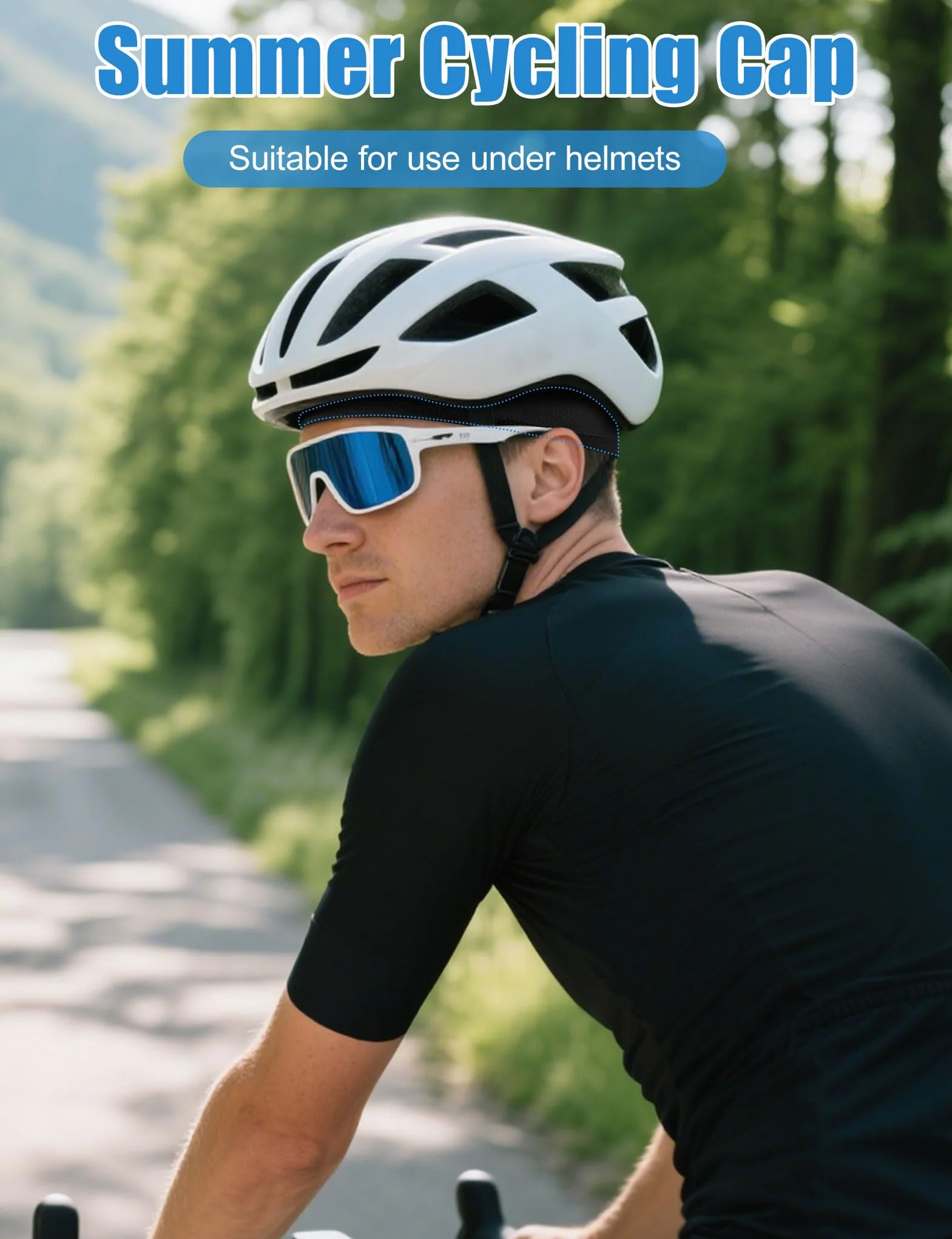 Becellen 2 sztuki czapki rowerowe, oddychająca letnia czapka sportowa elastyczna czapka rowerowa czapka z czaszką podszewka kask dla mężczyzn i kobiet